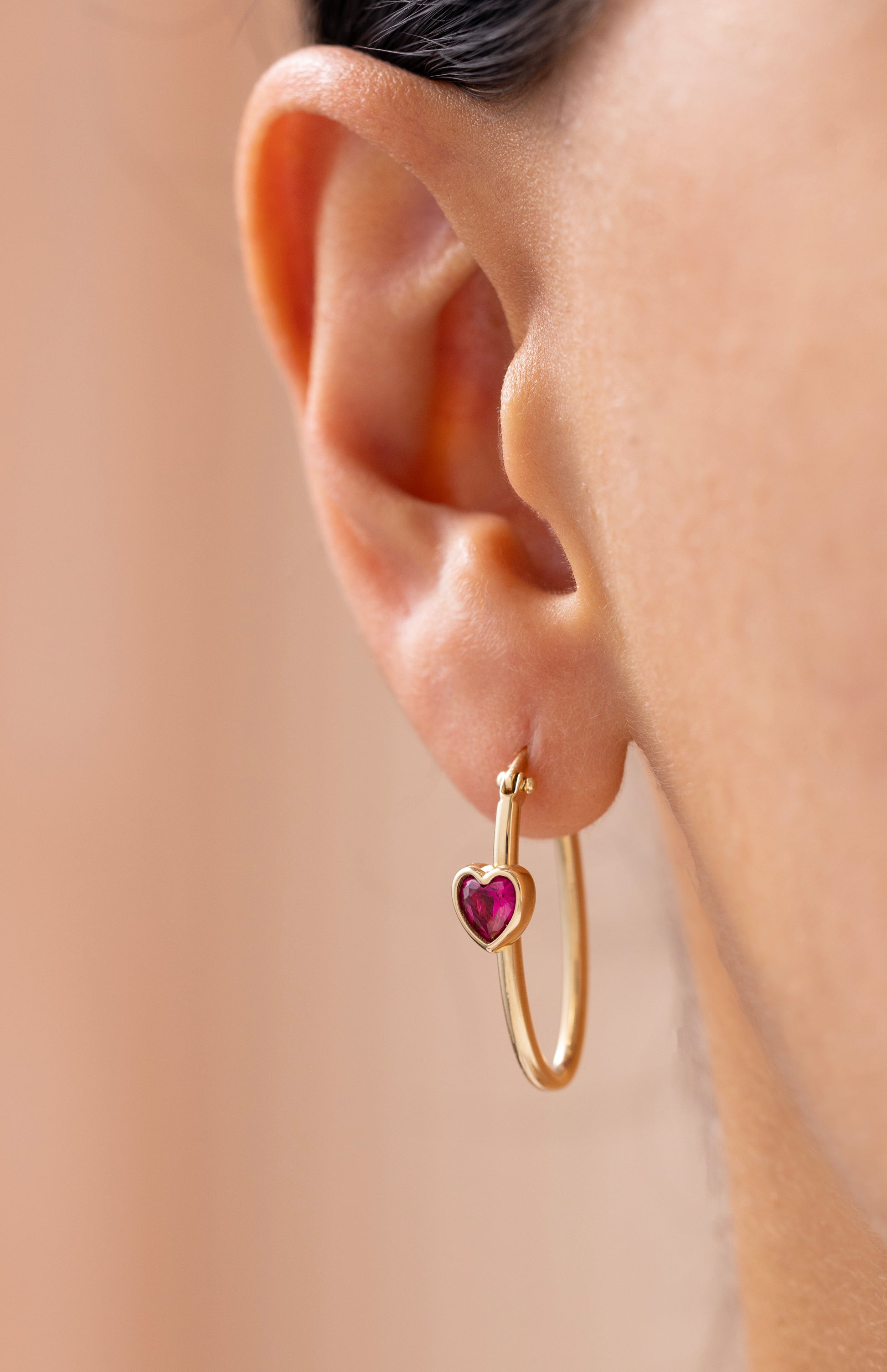 Cetaş Eterna Kalpli Halka 14 Ayar Altın Küpe