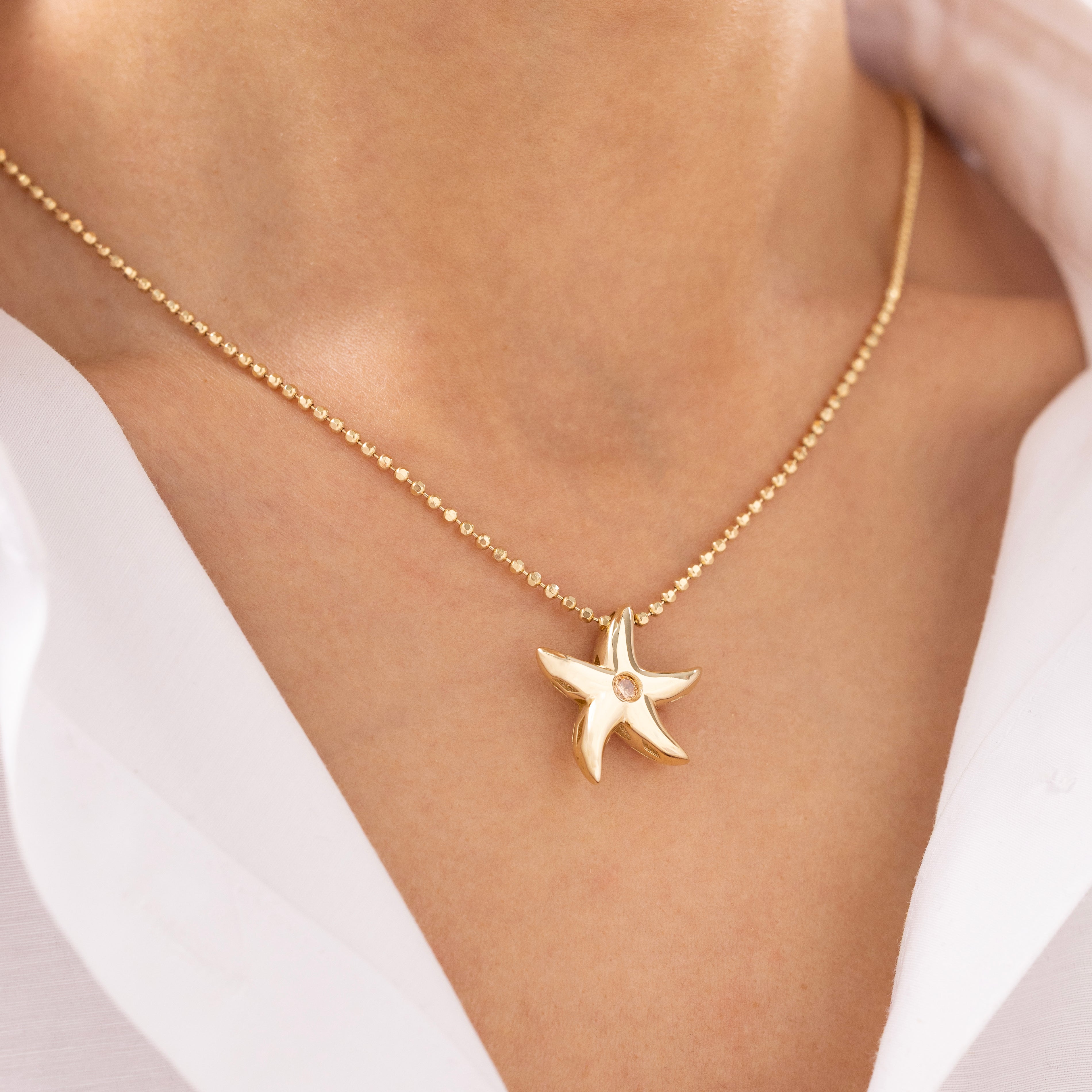 Cetaş Eterna Taşlı Yıldız 14 Ayar Altın Kolye