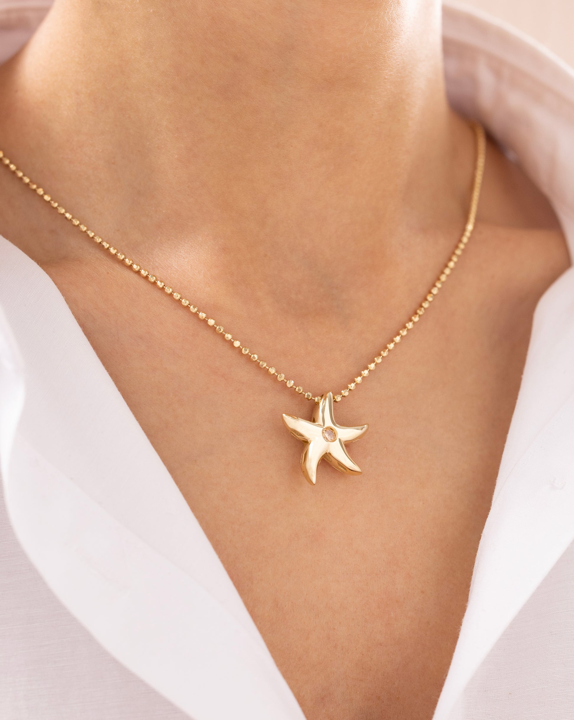 Cetaş Eterna Taşlı Yıldız 14 Ayar Altın Kolye