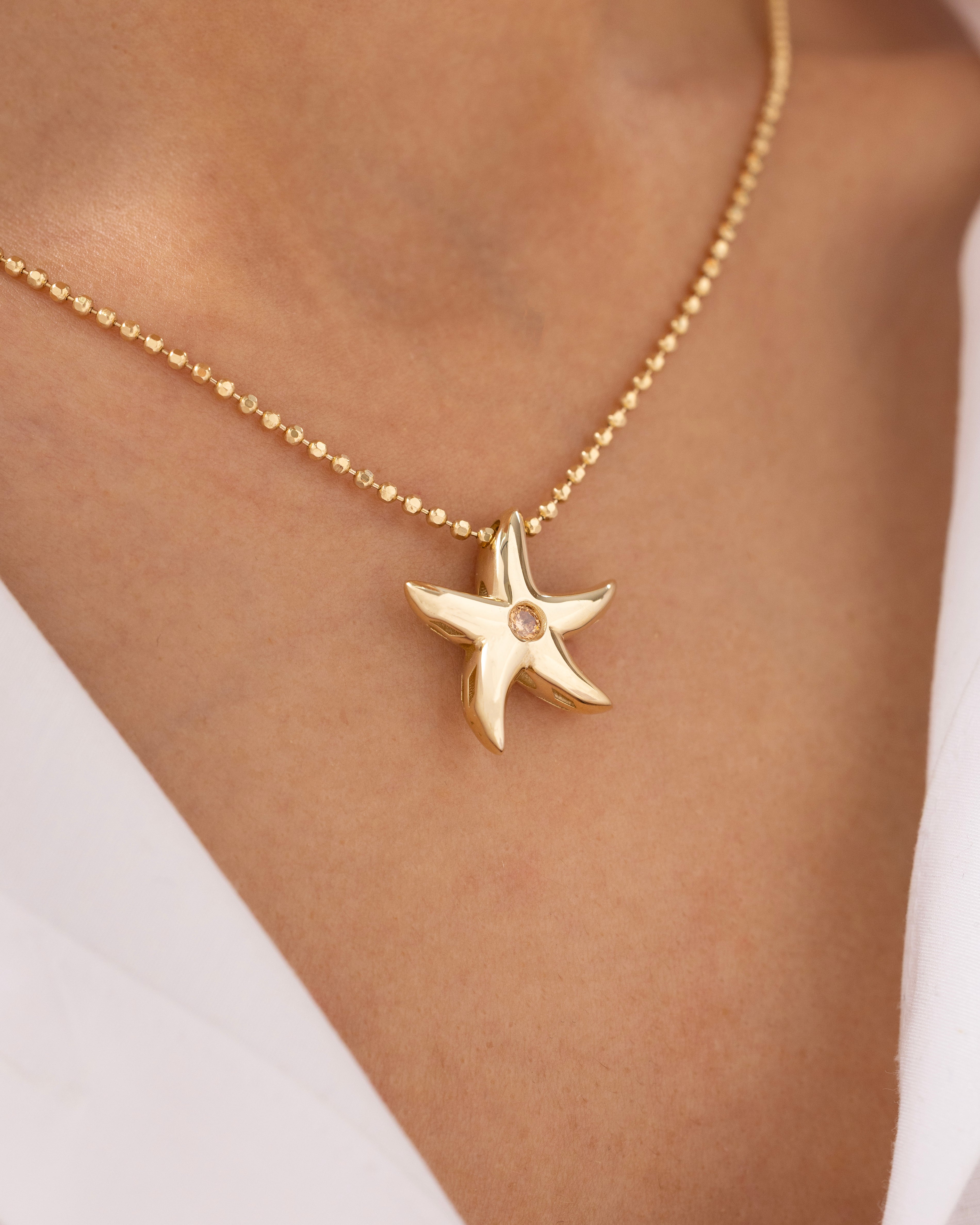 Cetaş Eterna Taşlı Yıldız 14 Ayar Altın Kolye