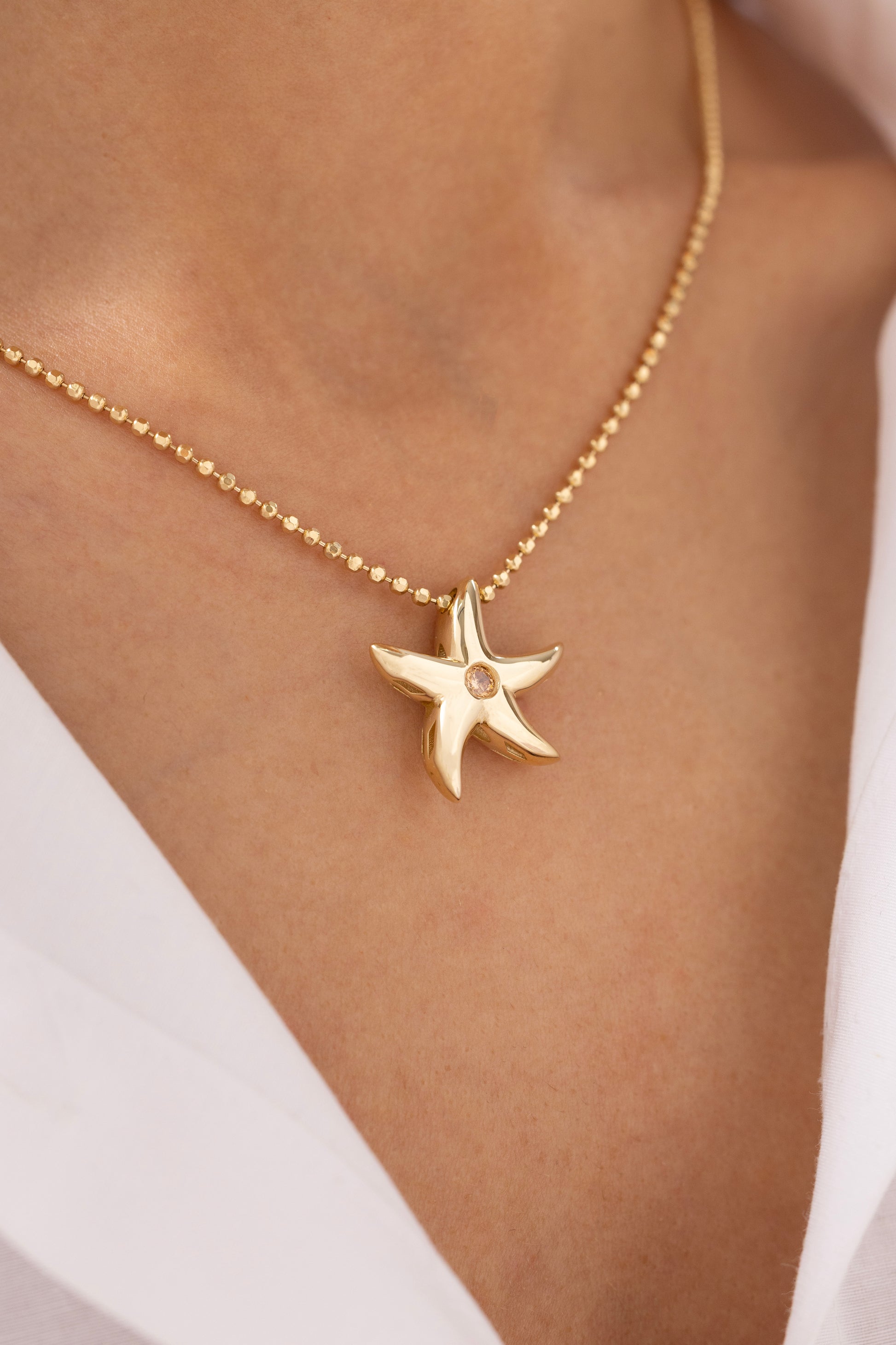 Cetaş Eterna Taşlı Yıldız 14 Ayar Altın Kolye