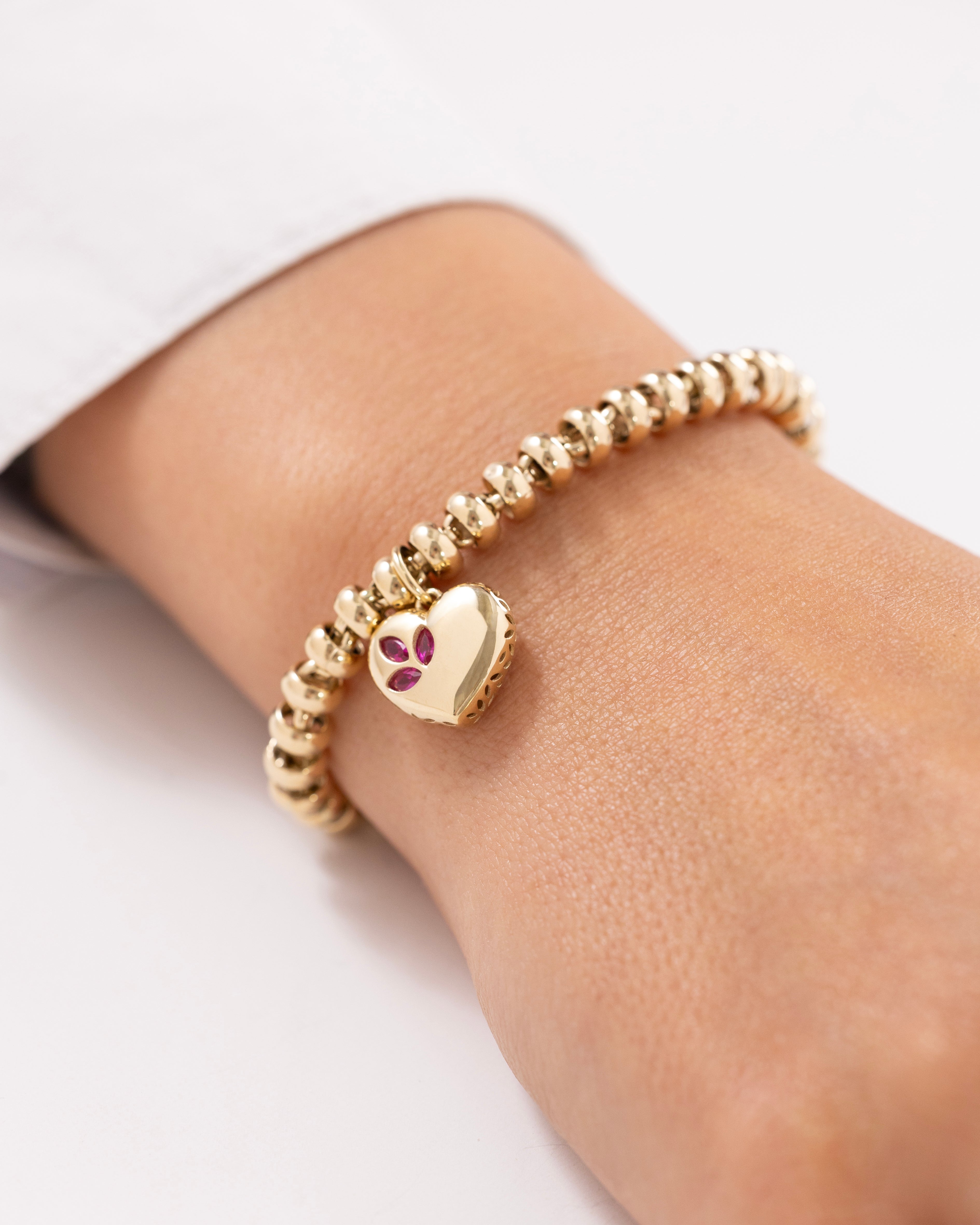 Cetaş Eterna Altın Kalp Charmlı 14 Ayar Altın Bileklik