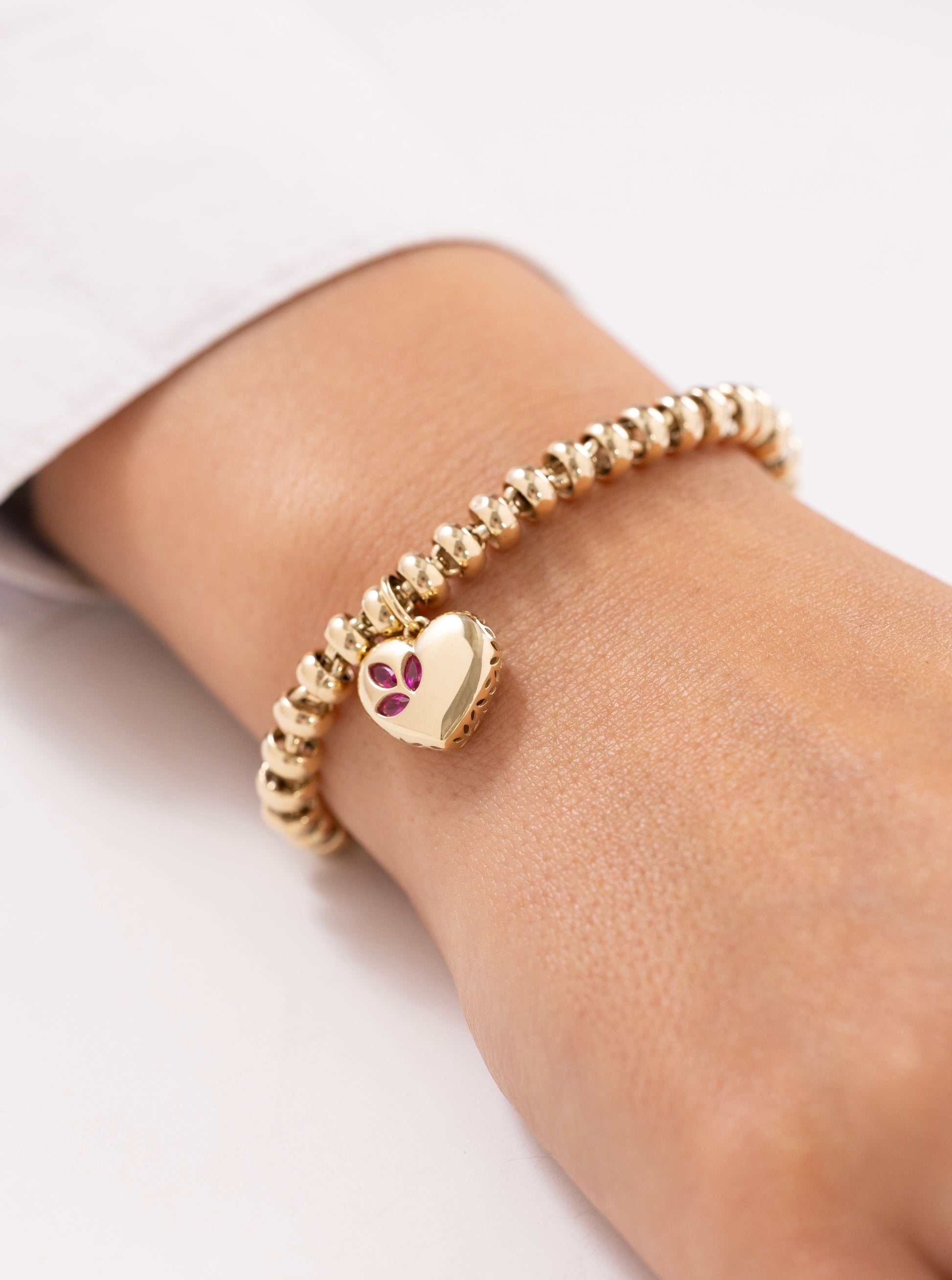 Cetaş Eterna Altın Kalp Charmlı 14 Ayar Altın Bileklik