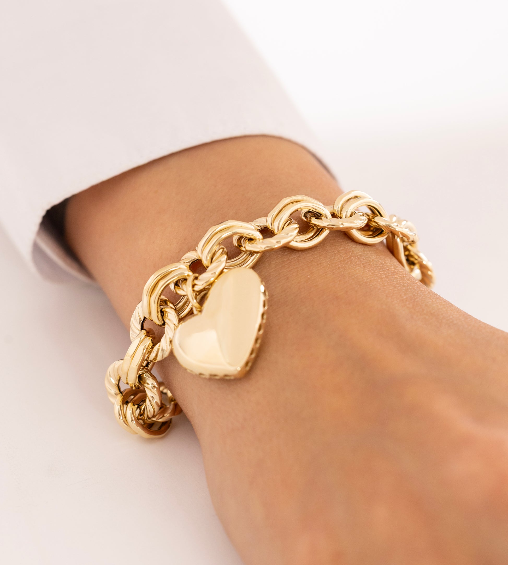 Cetaş Eterna Vintage Kalpli 14 Ayar Altın Bileklik