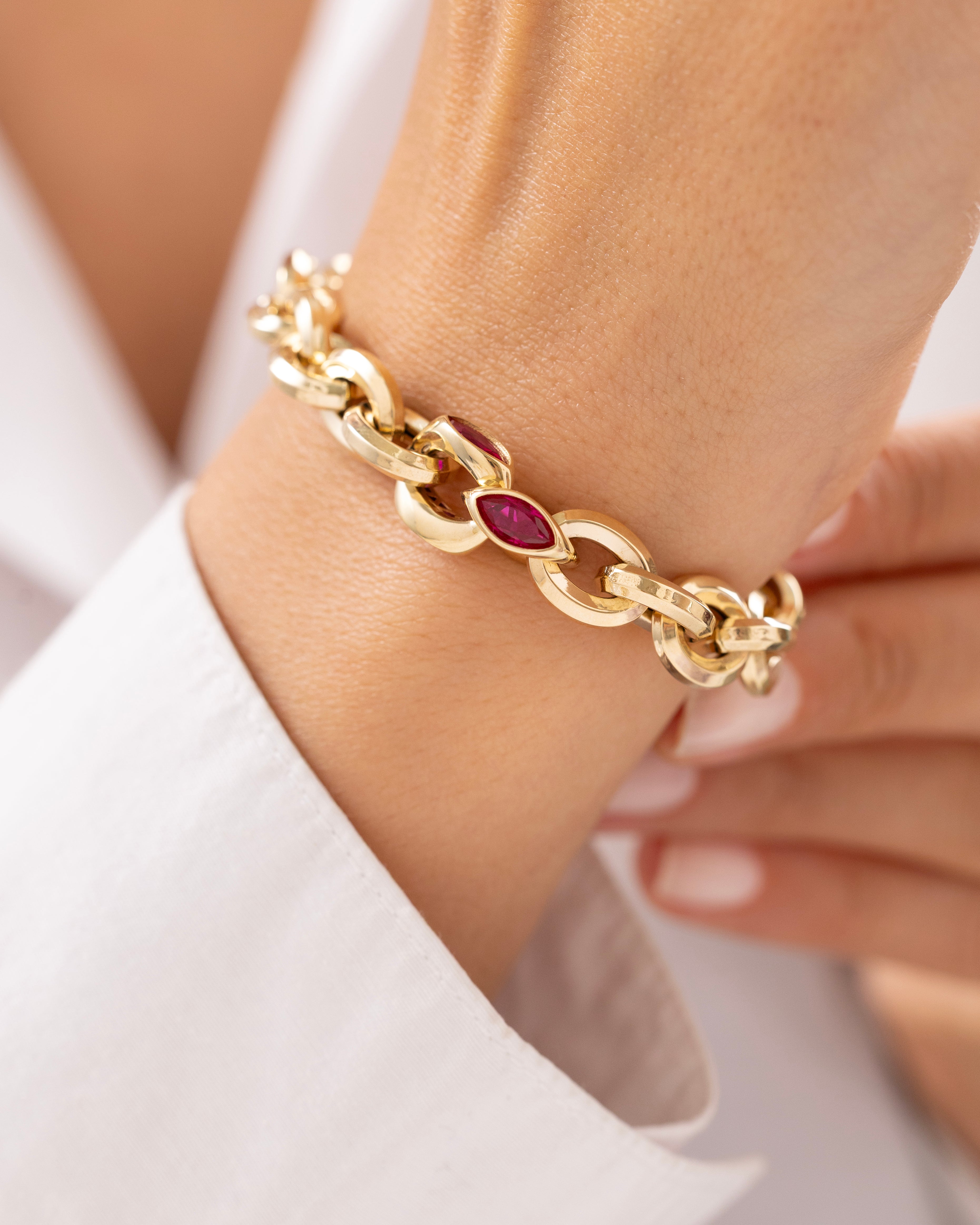 Cetaş Eterna Marquise Taşlı 14 Ayar Altın Bileklik