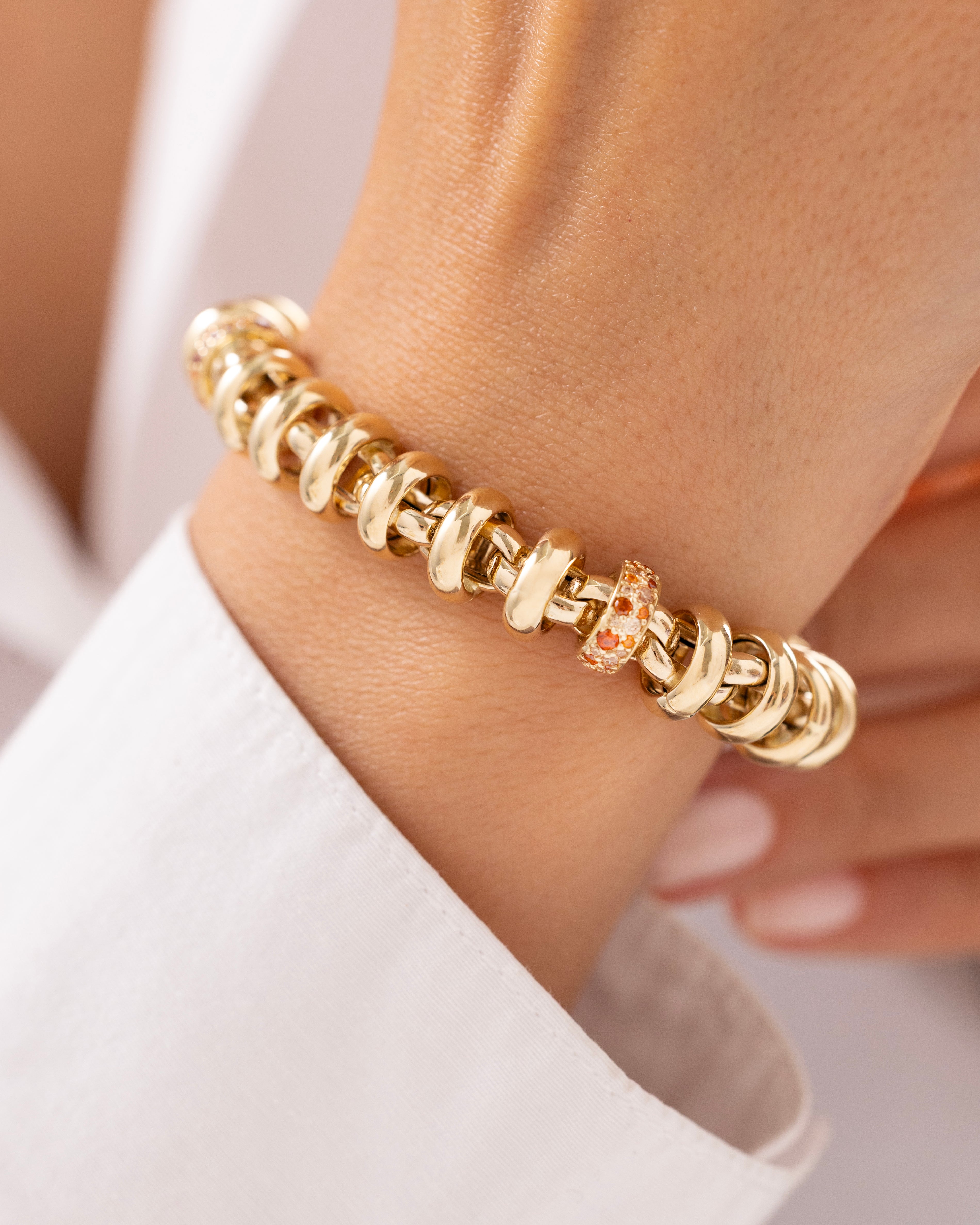 Cetaş Eterna Taşlı Yuvarlak 14 Ayar Altın Bileklik