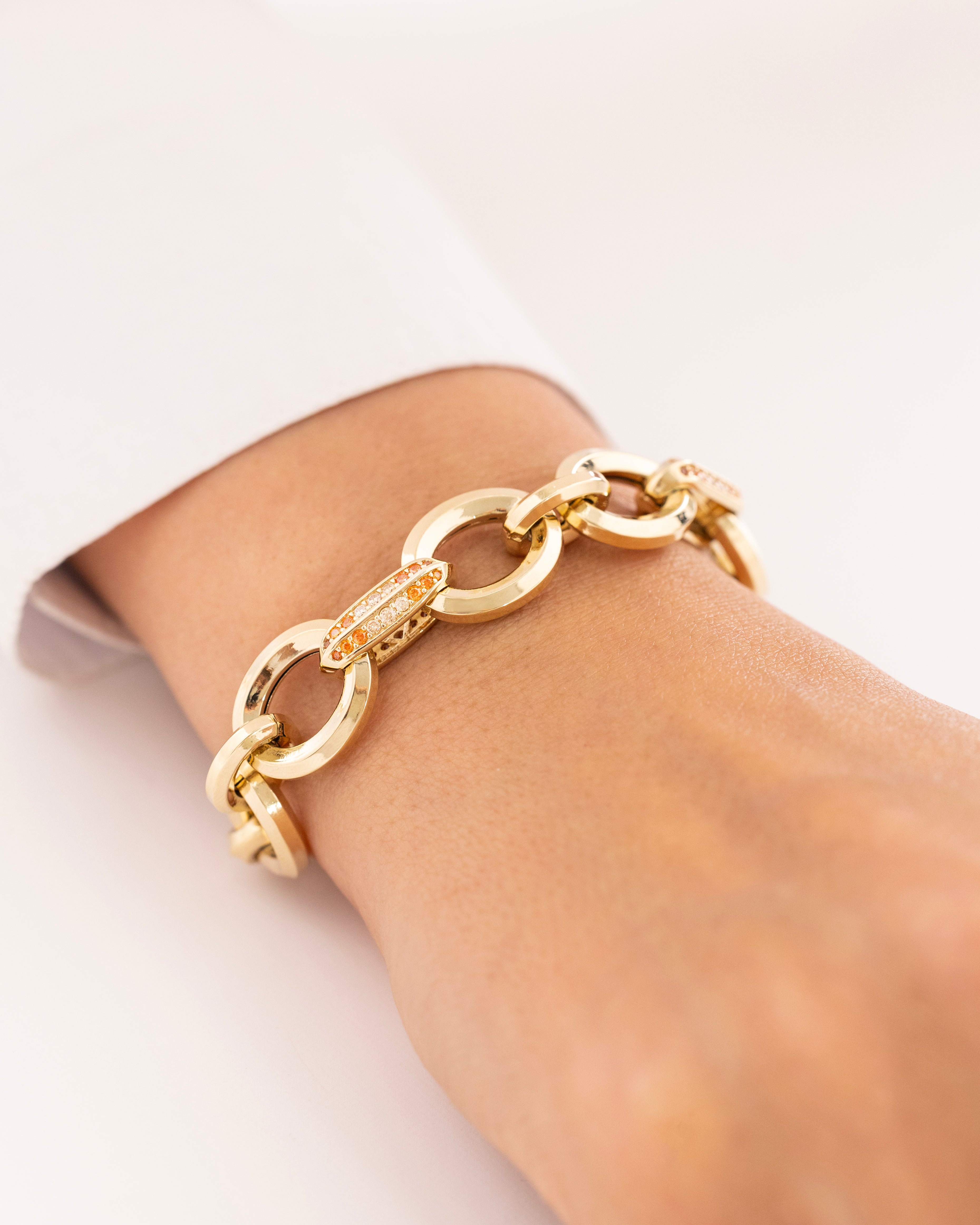 Cetaş Eterna Renkli Taşlı Halka Model 14 Ayar Altın Bileklik