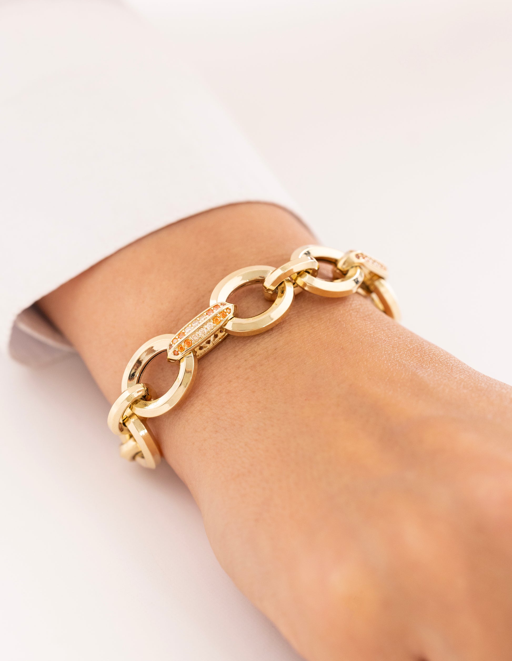 Cetaş Eterna Renkli Taşlı Halka Model 14 Ayar Altın Bileklik