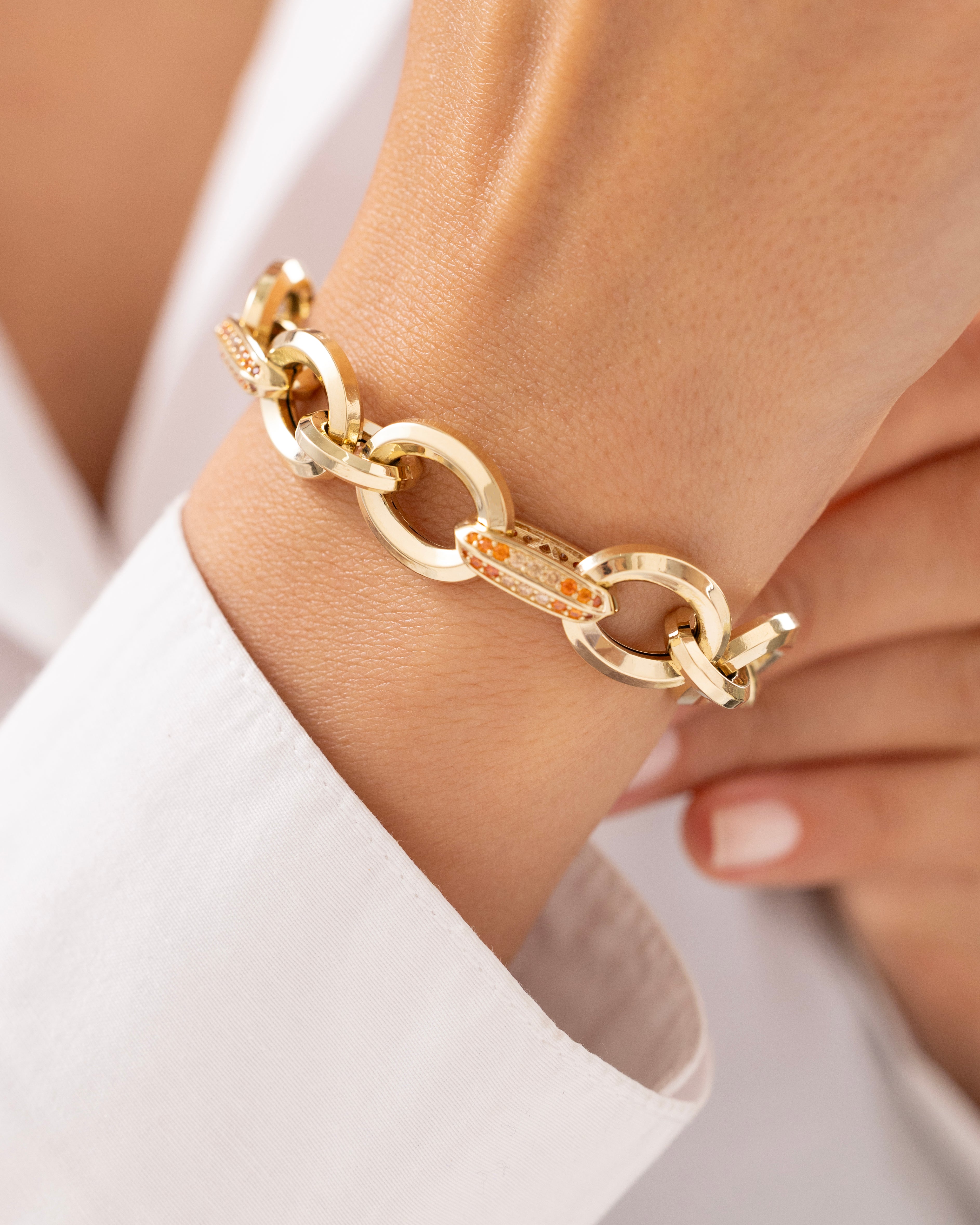 Cetaş Eterna Renkli Taşlı Halka Model 14 Ayar Altın Bileklik