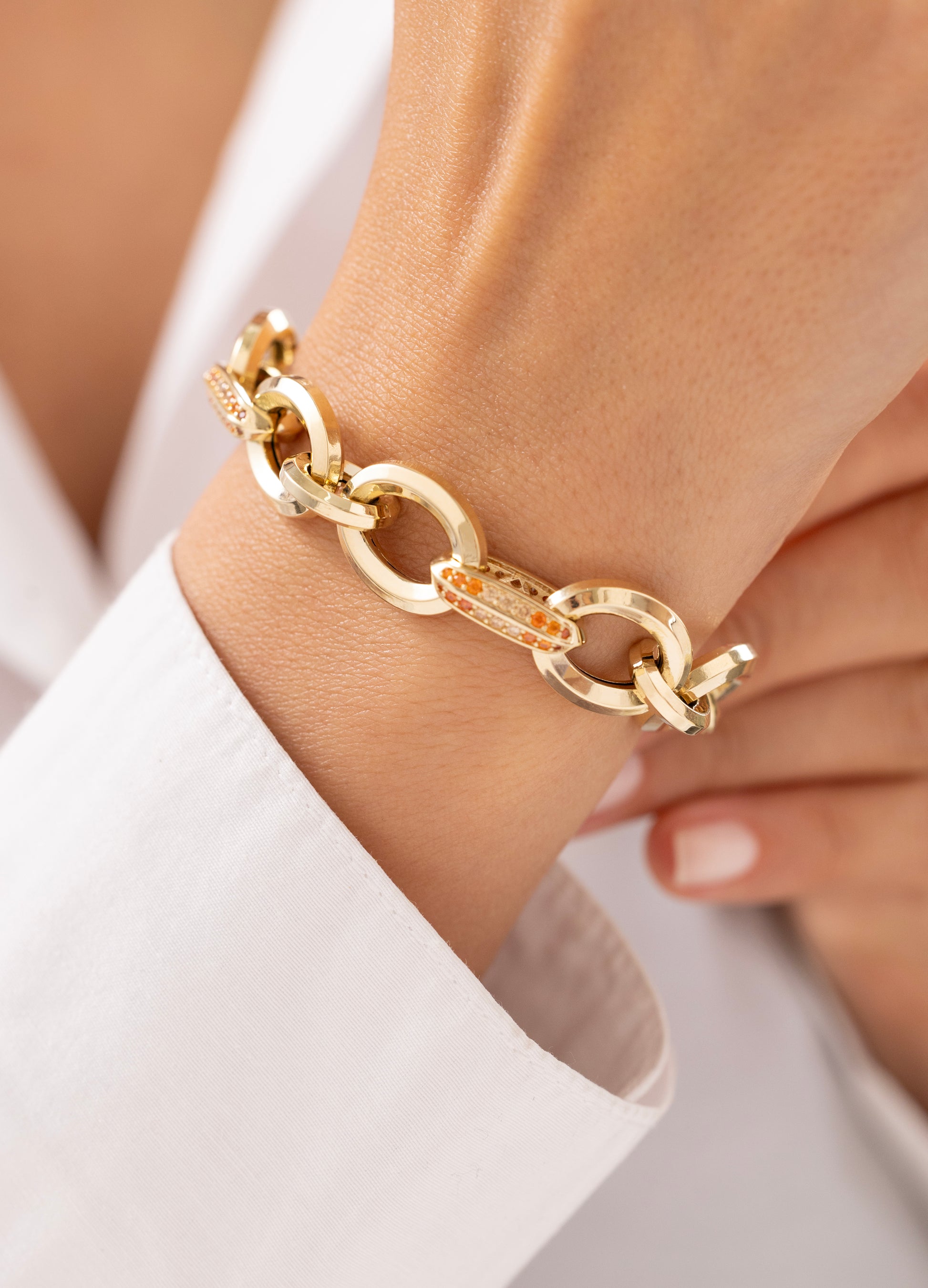 Cetaş Eterna Renkli Taşlı Halka Model 14 Ayar Altın Bileklik