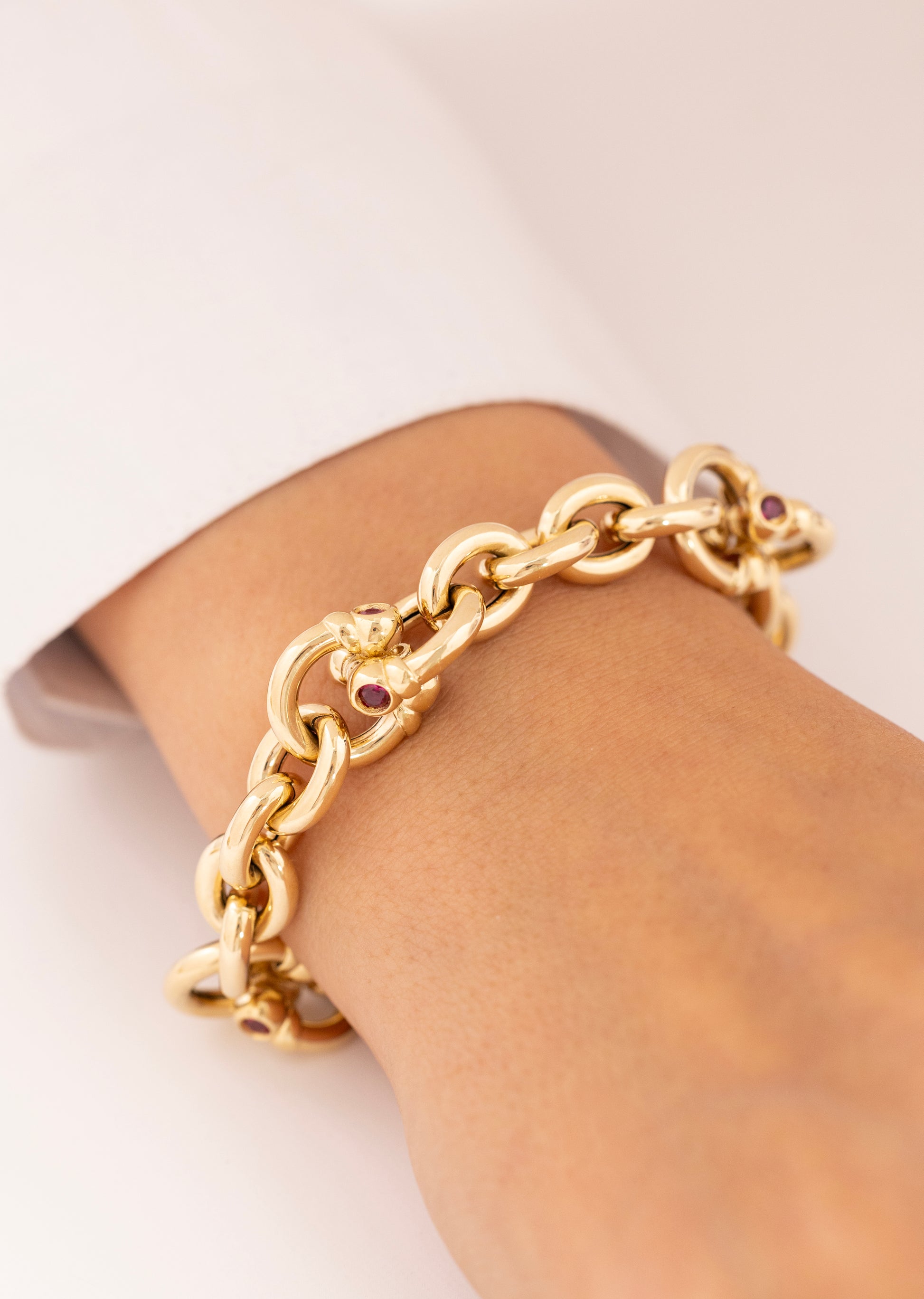 Cetaş Eterna Kırmızı Taşlı 14 Ayar Altın Bileklik