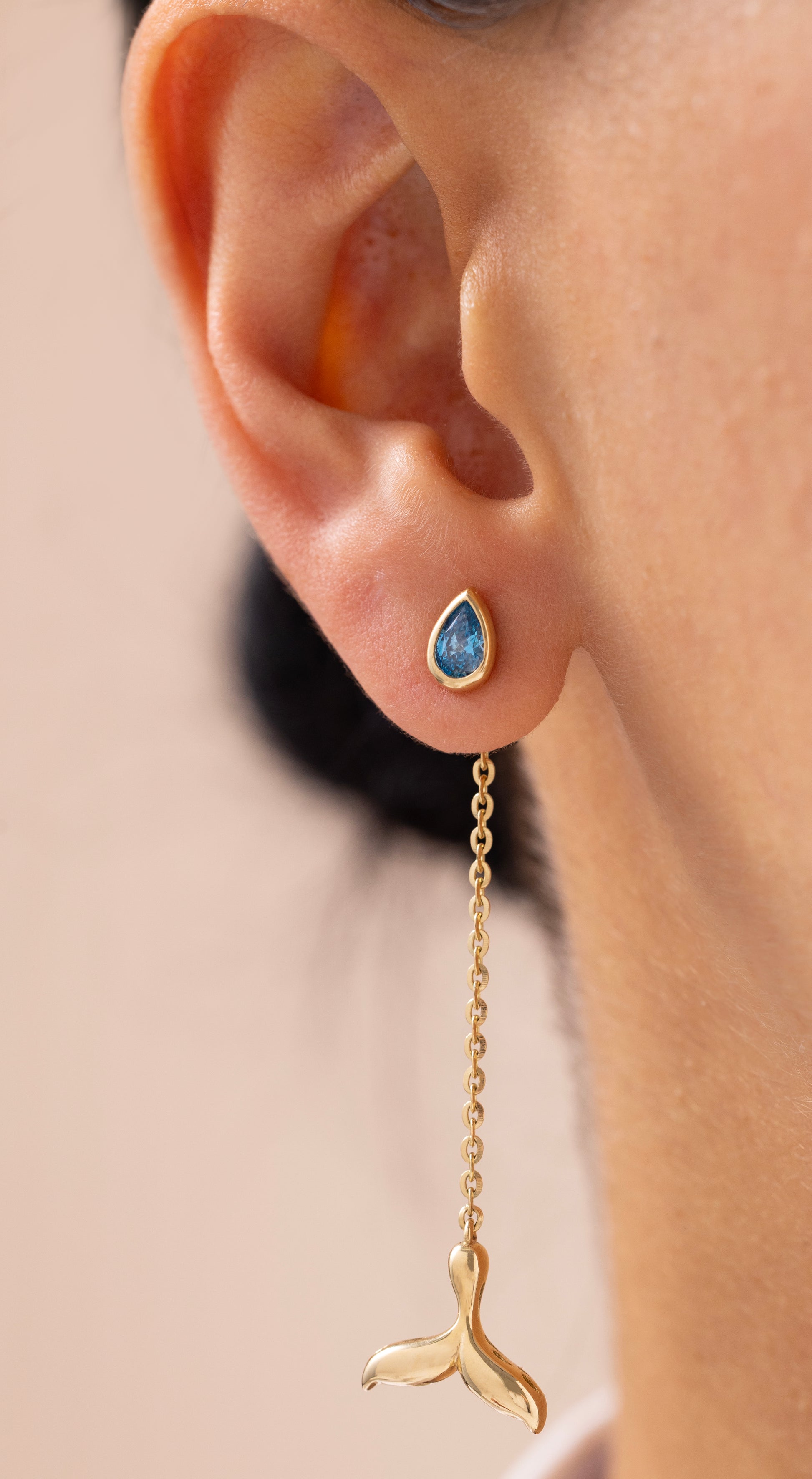 Cetaş Aqualis 14 Ayar Altın Sallanır Küpe