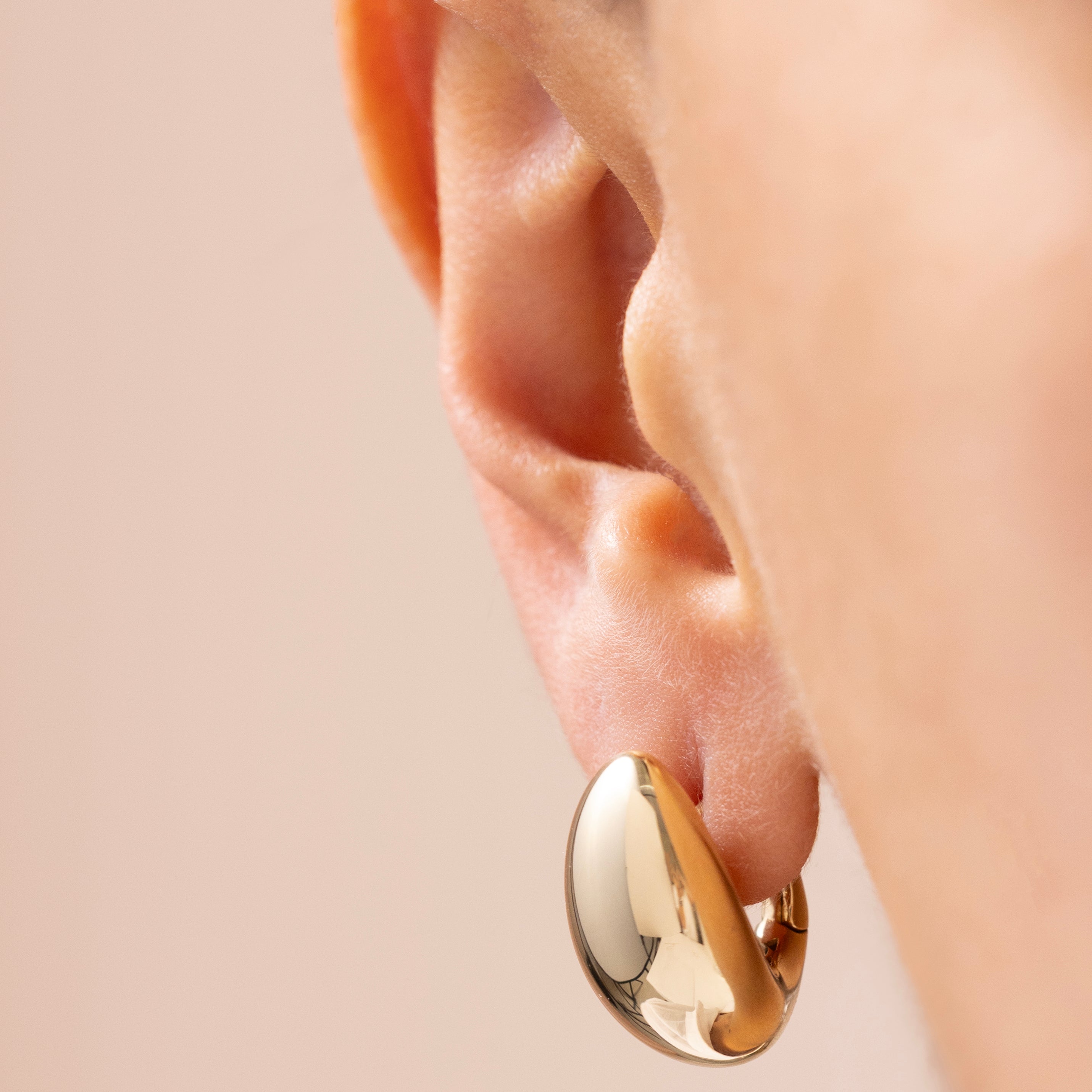 Cetaş Eterna Ayna Yüzeyli  14 Ayar Altın Küpe