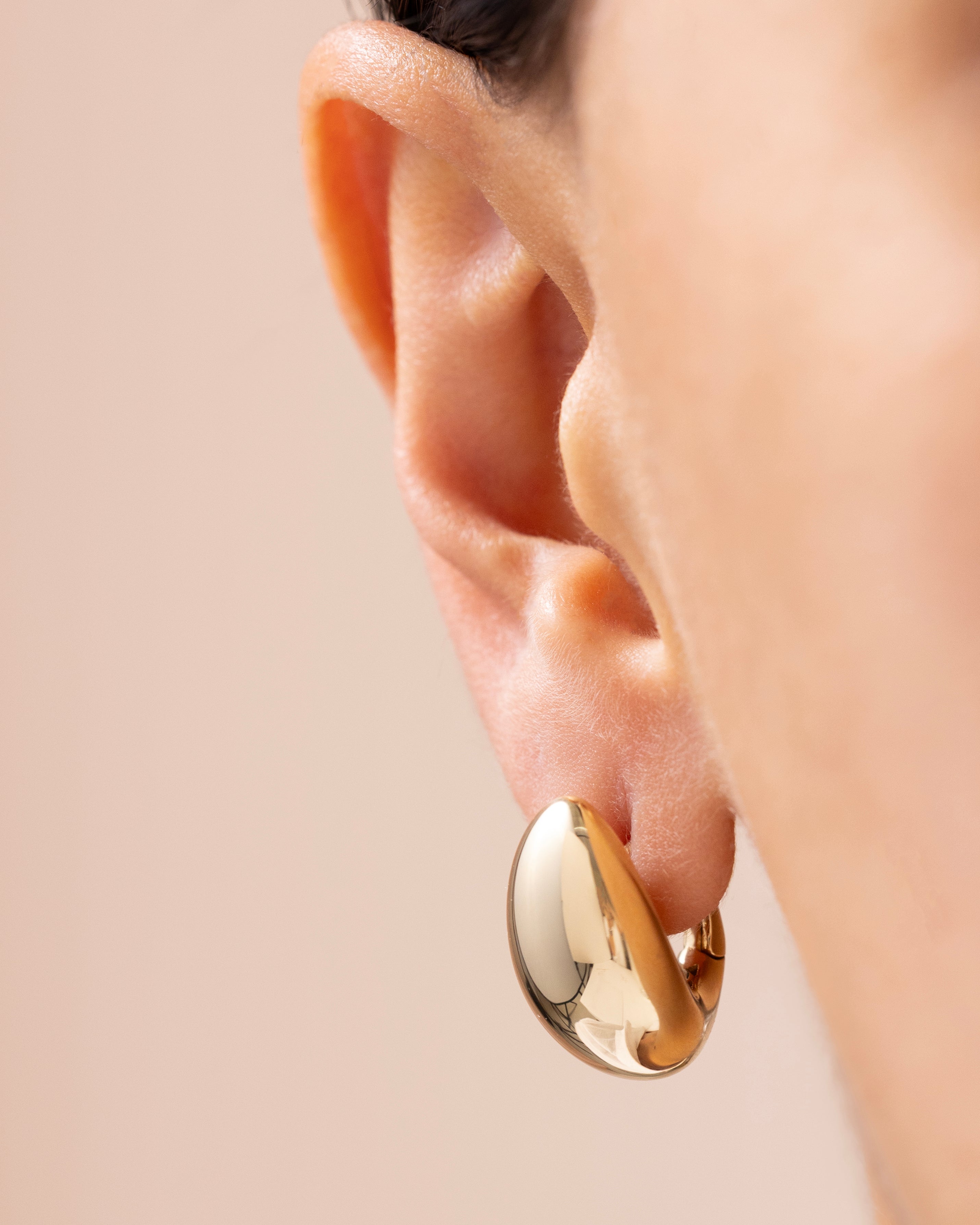 Cetaş Eterna Ayna Yüzeyli  14 Ayar Altın Küpe