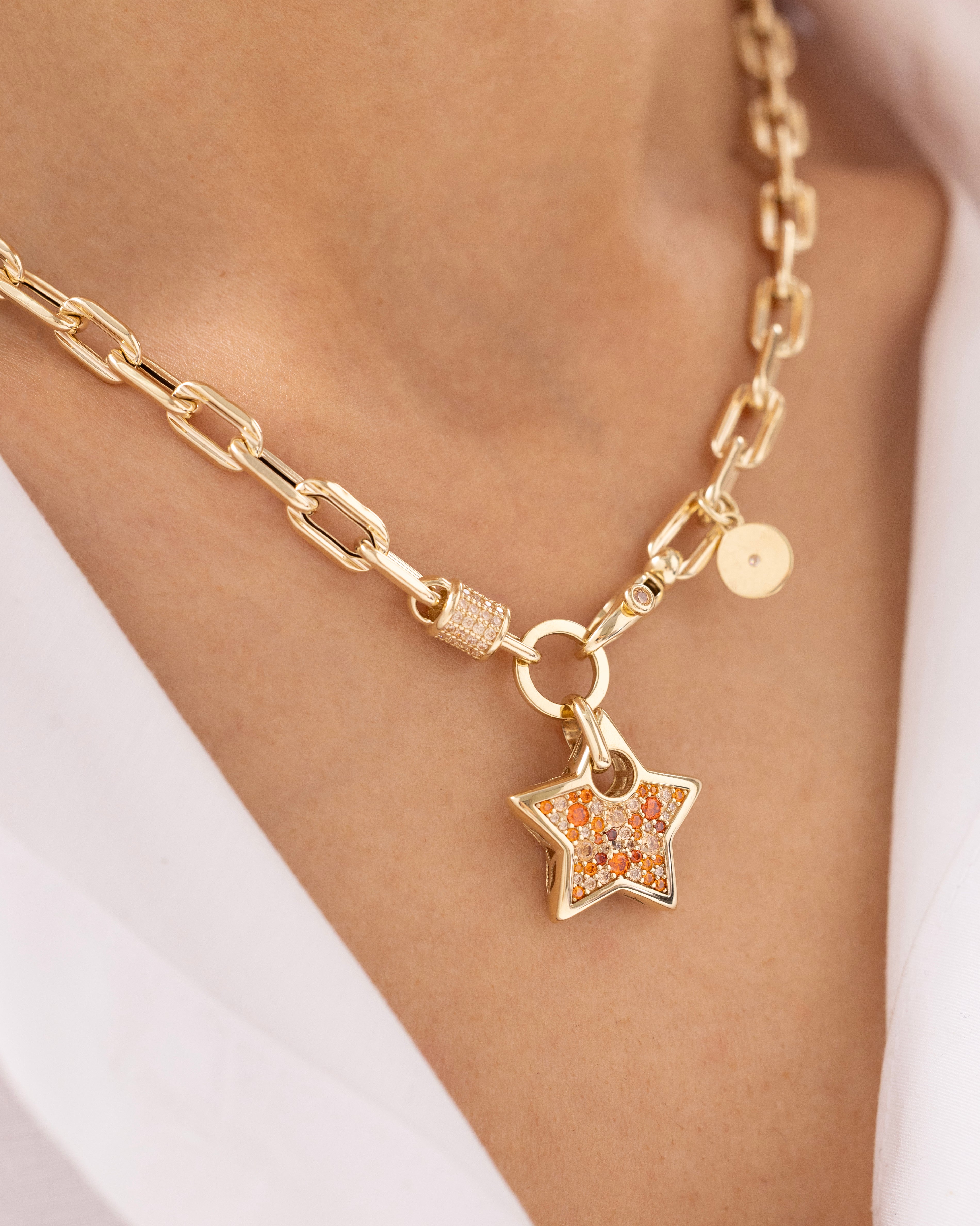 Cetaş Eterna Renkli Işıltılı Yıldız 14 Ayar Altın Kolye