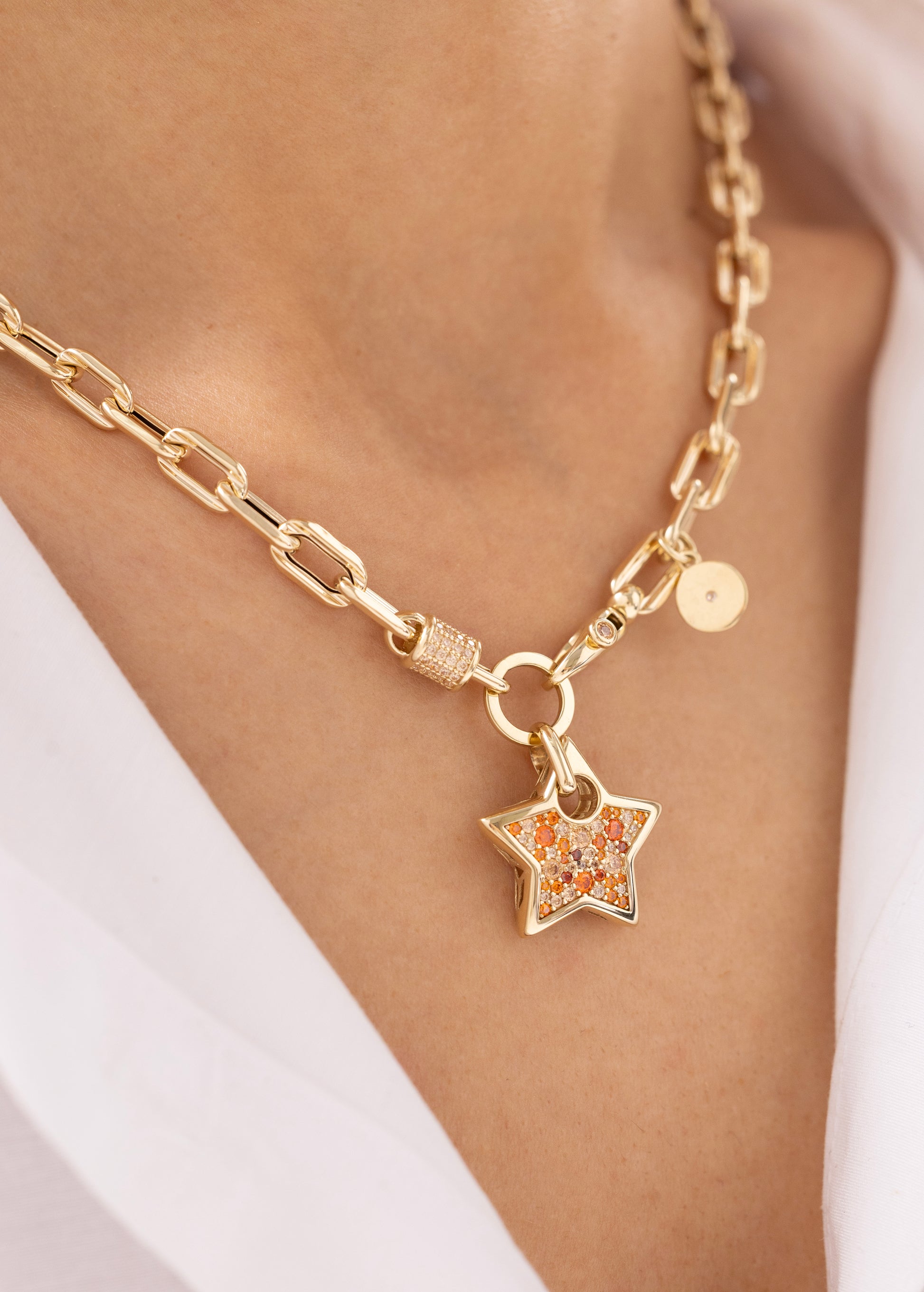 Cetaş Eterna Renkli Işıltılı Yıldız 14 Ayar Altın Kolye