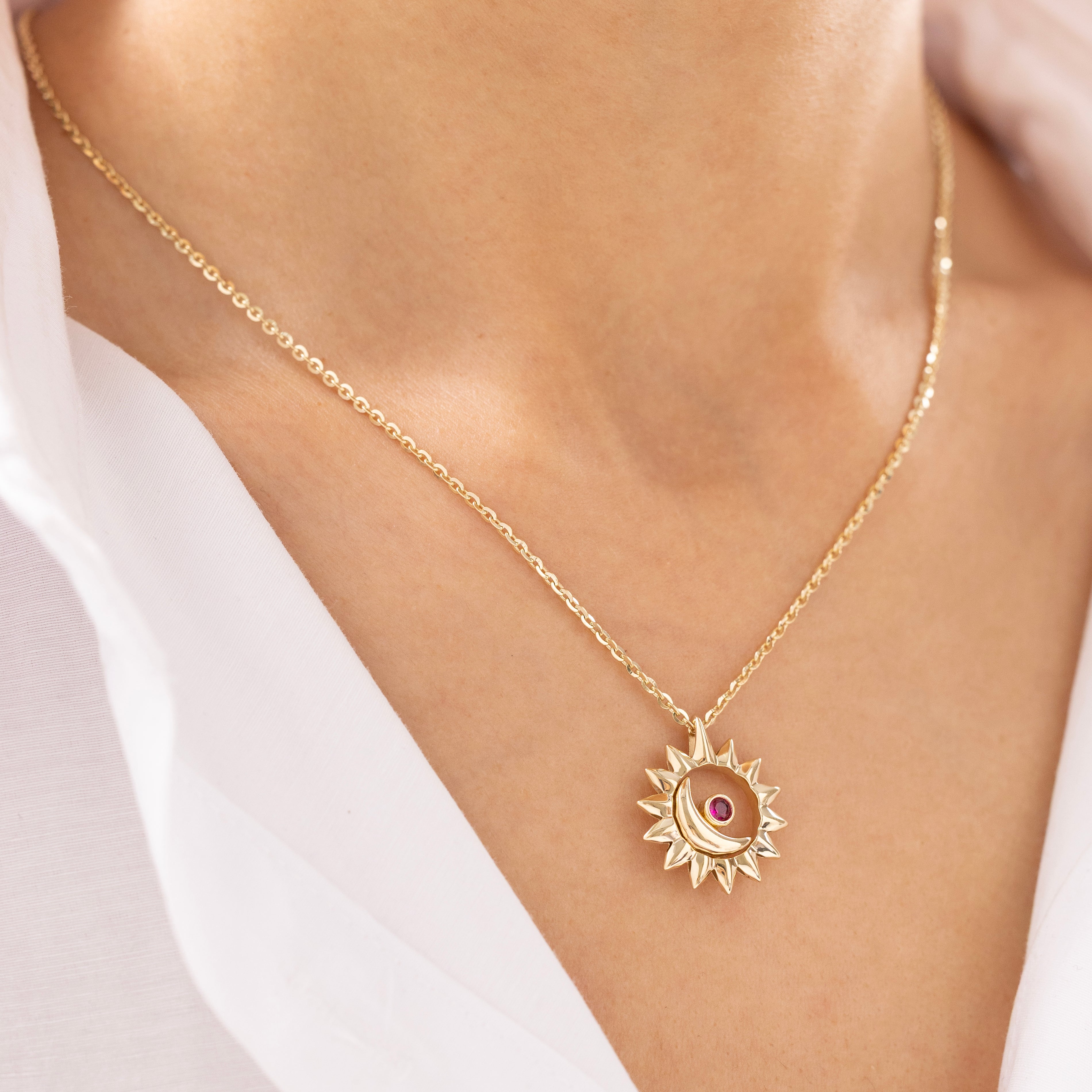 Cetaş Eterna Güneş ve Ay 14 Ayar Altın Kolye