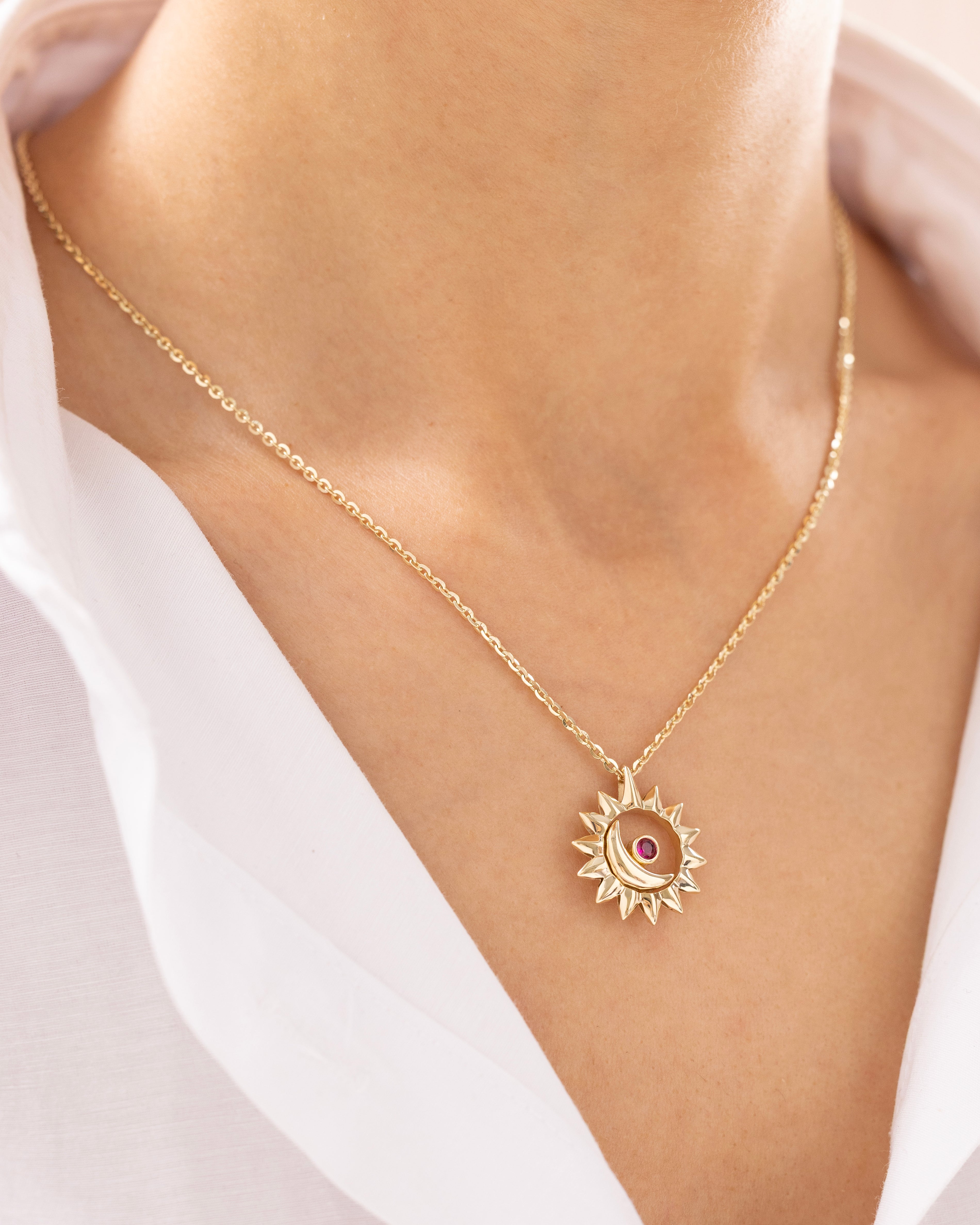 Cetaş Eterna Güneş ve Ay 14 Ayar Altın Kolye