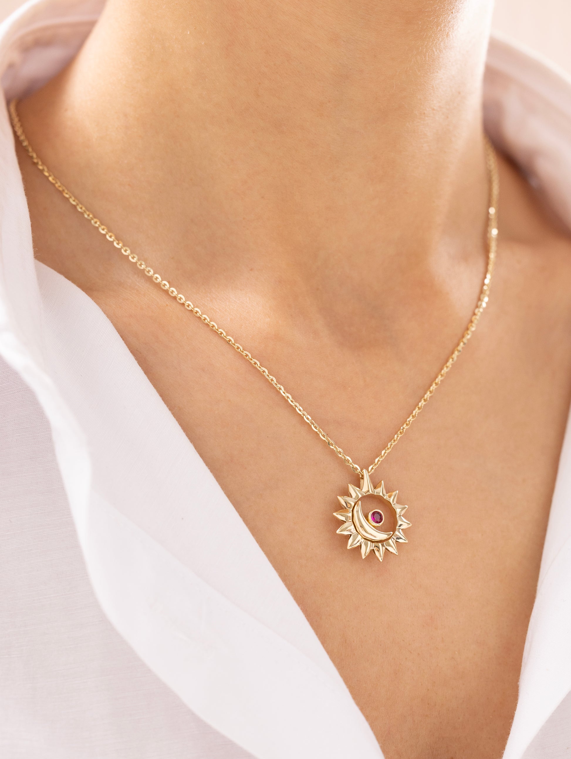 Cetaş Eterna Güneş ve Ay 14 Ayar Altın Kolye