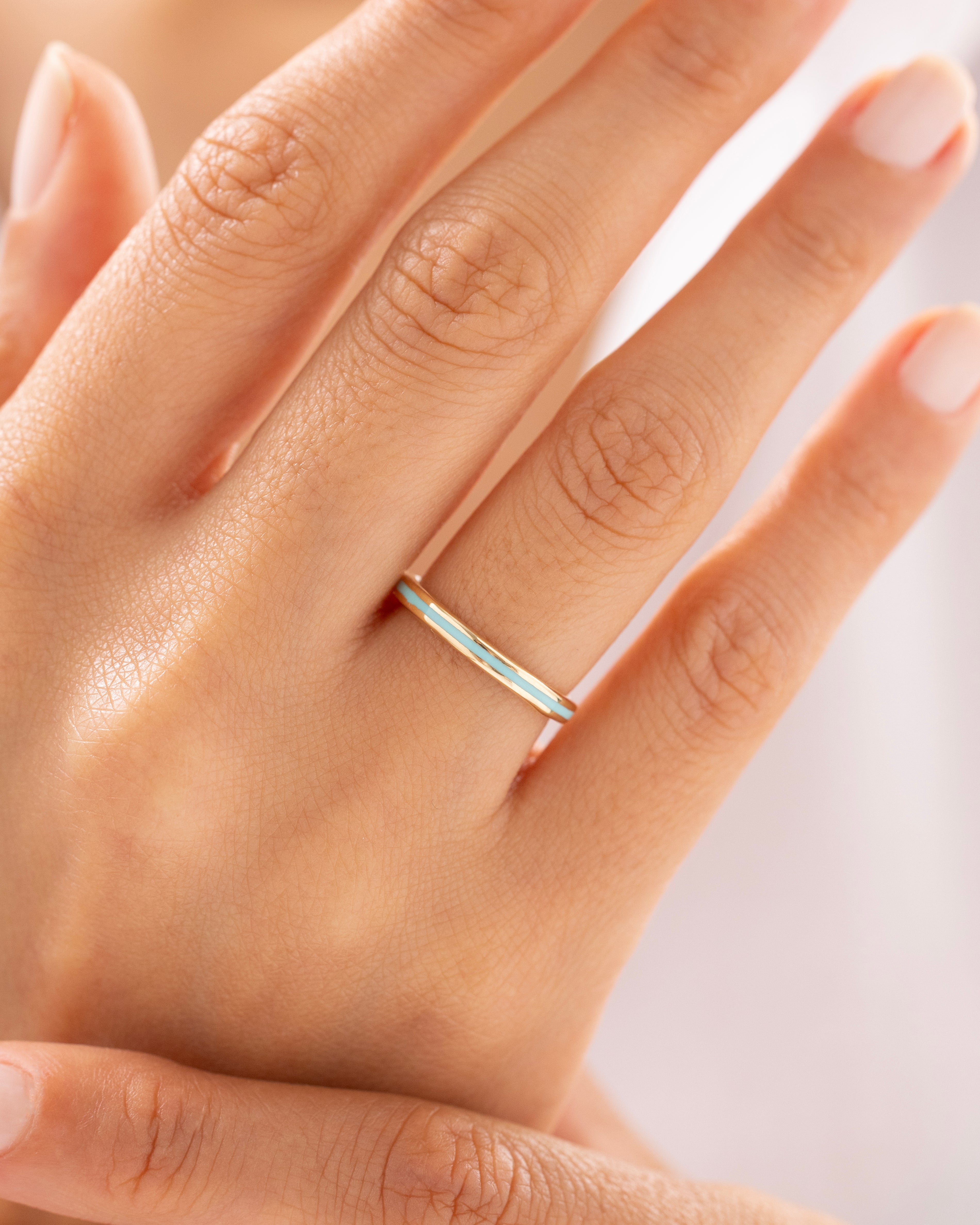 Cetaş Eterna Turkuaz 14 Ayar Altın Yüzük