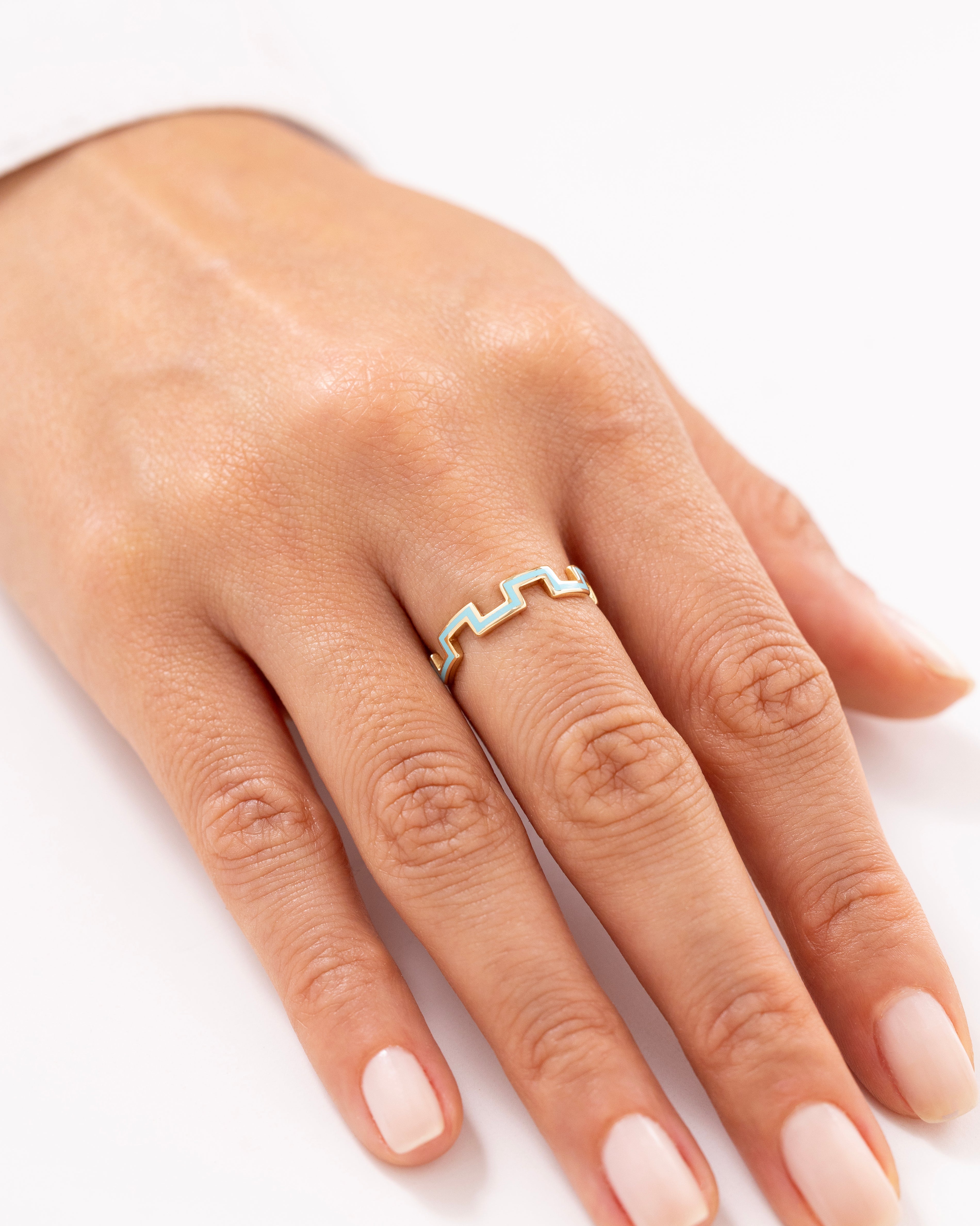 Cetaş Eterna Minimal Turkuaz 14 Ayar Altın Yüzük