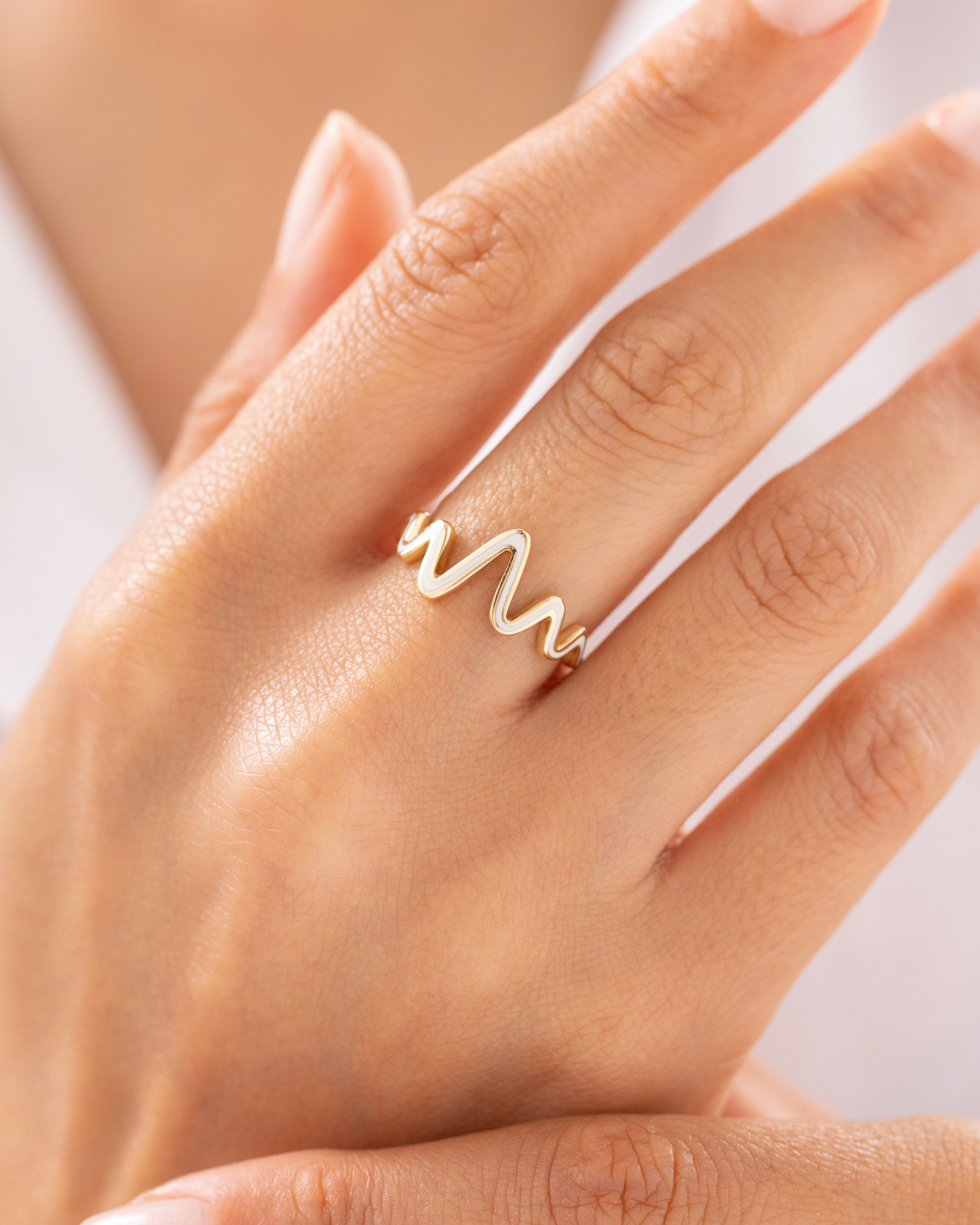 Cetaş Eterna Modern Kıvrımlı 14 Ayar Altın Yüzük