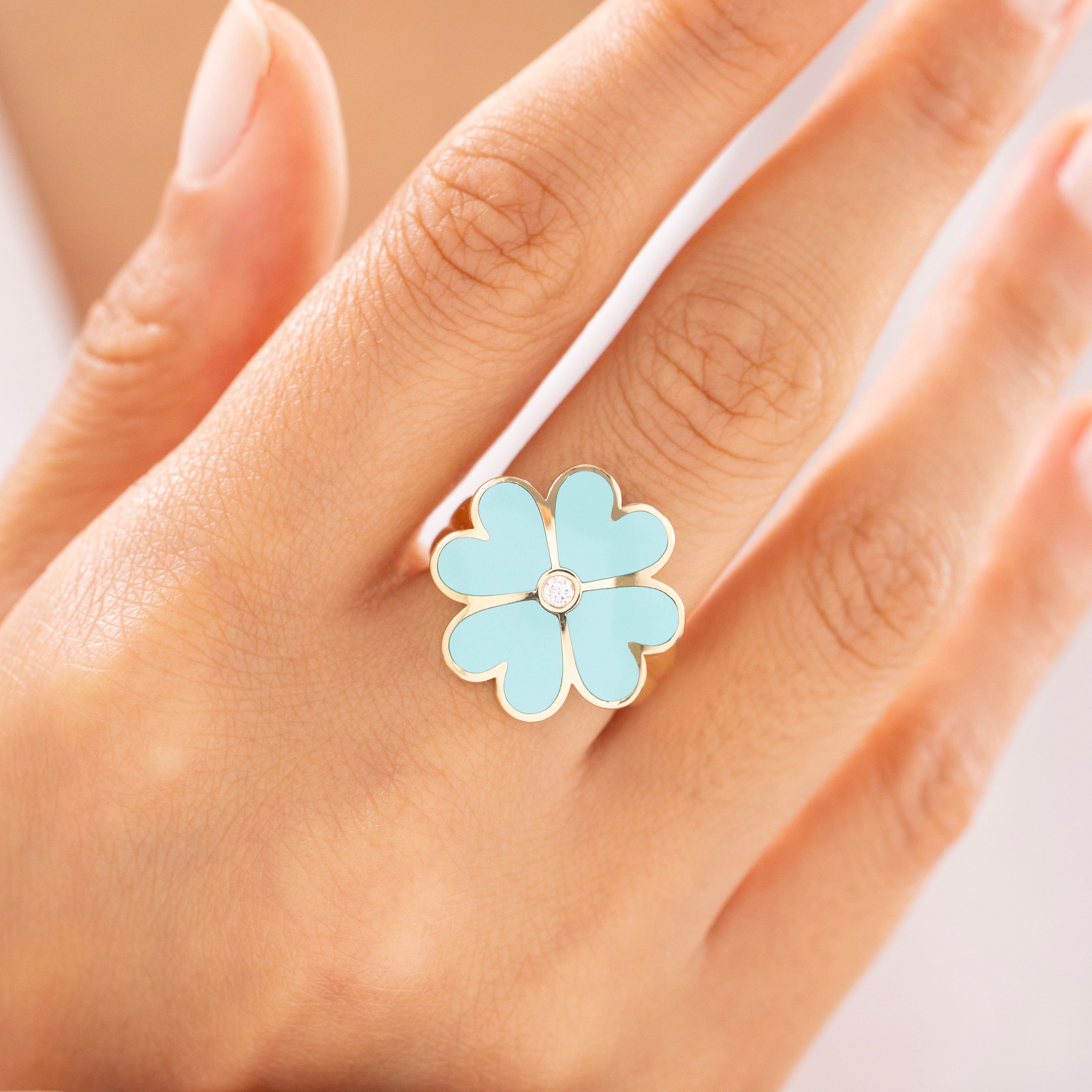 Cetaş Eterna Şans Yoncası 14 Ayar Altın Yüzük