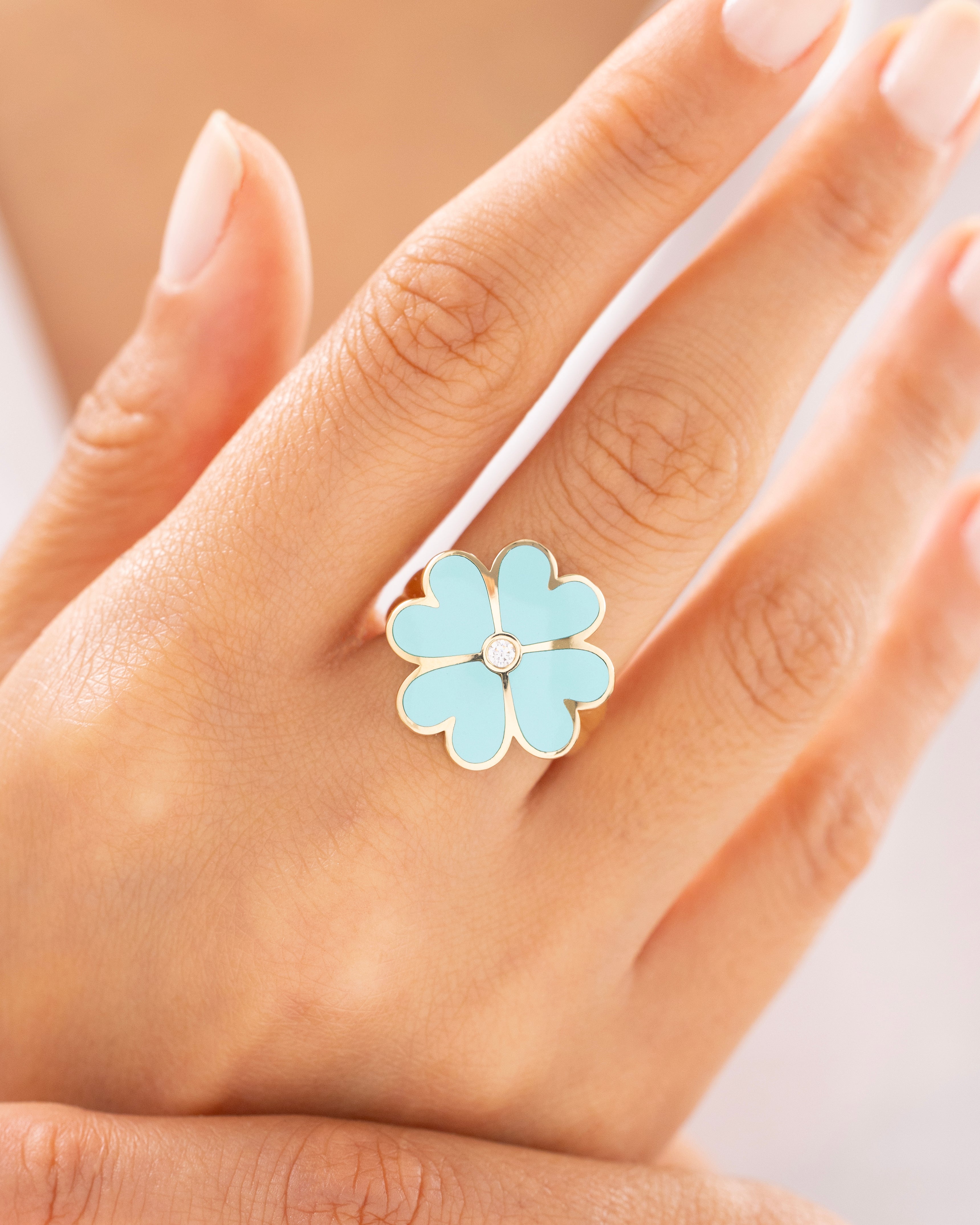 Cetaş Eterna Şans Yoncası 14 Ayar Altın Yüzük