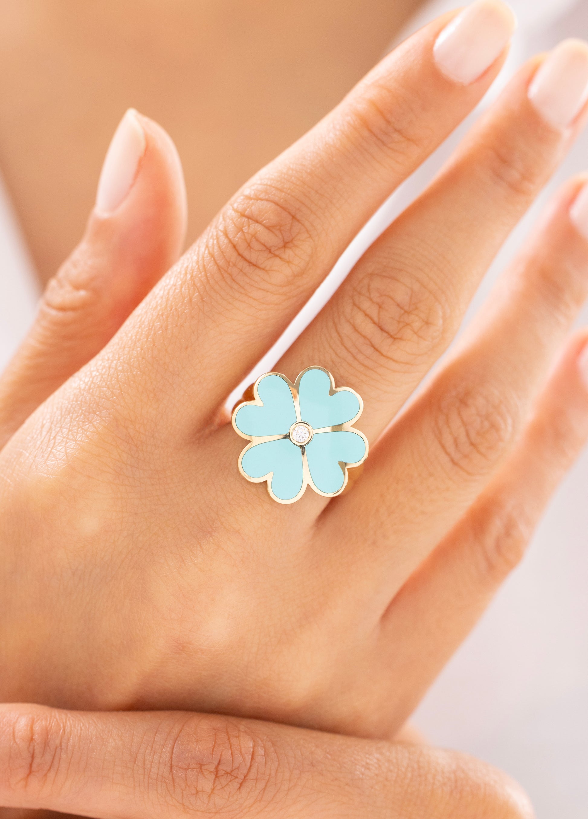 Cetaş Eterna Şans Yoncası 14 Ayar Altın Yüzük