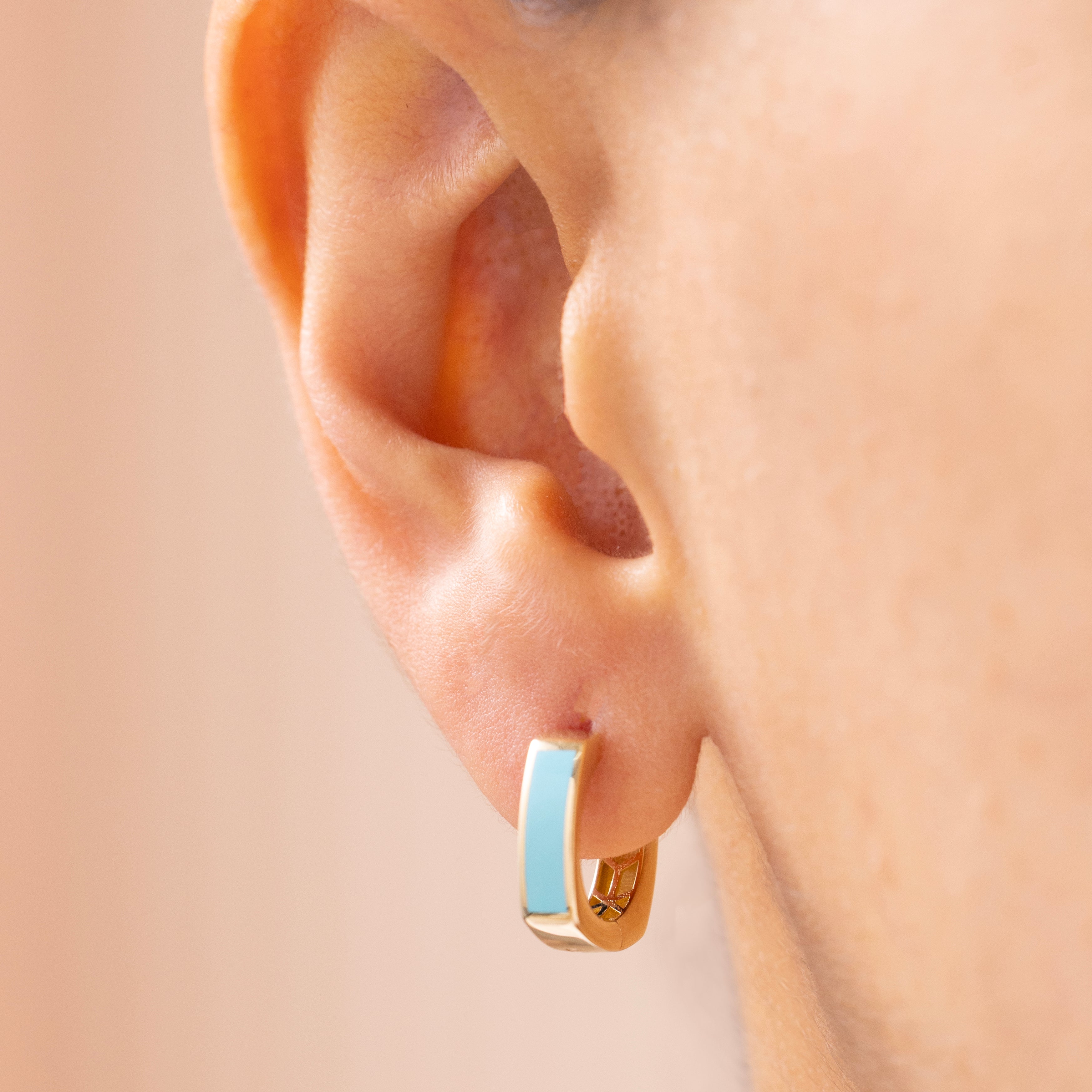 Cetaş Eterna Turkuaz 14 Ayar Altın Küpe