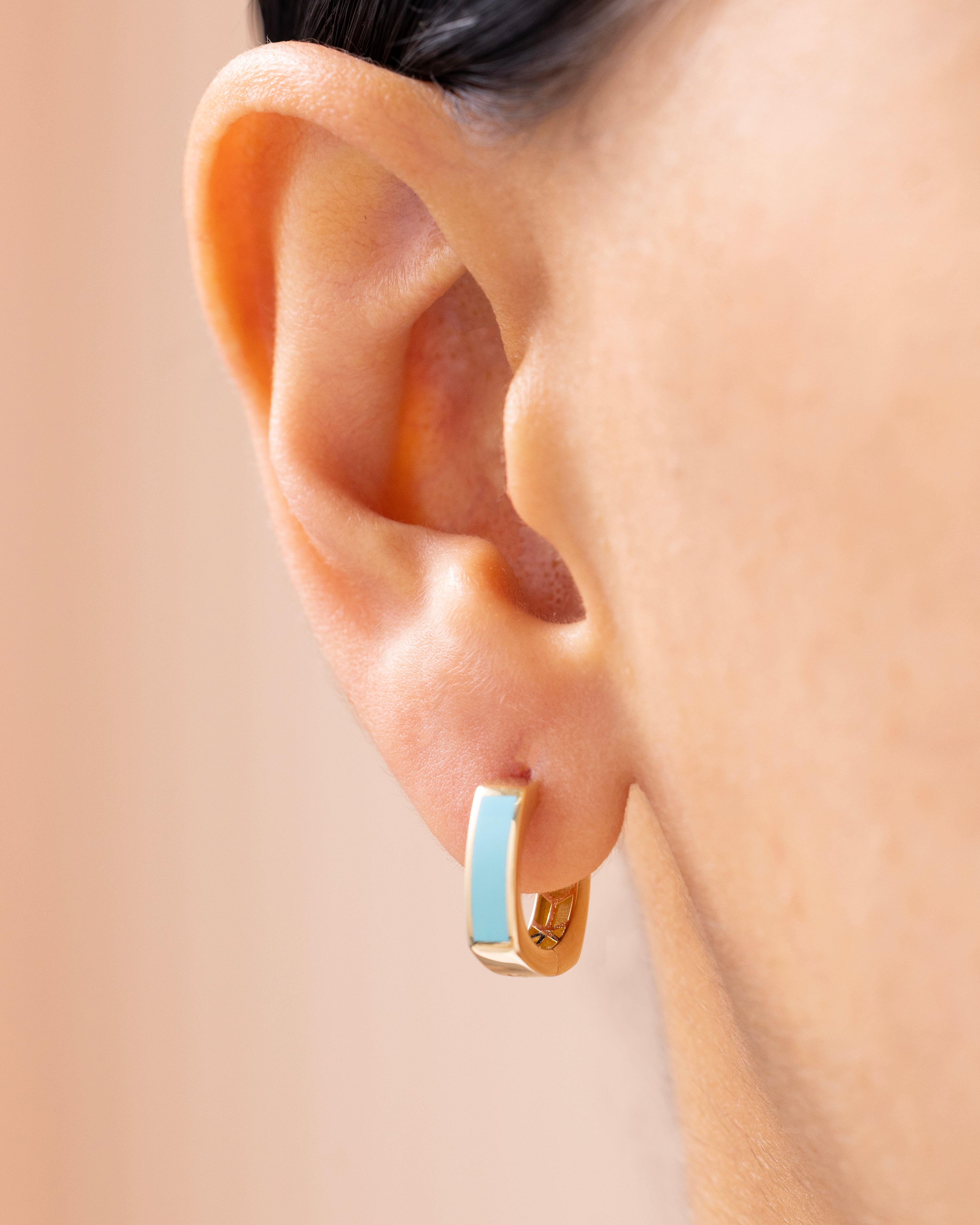 Cetaş Eterna Turkuaz 14 Ayar Altın Küpe