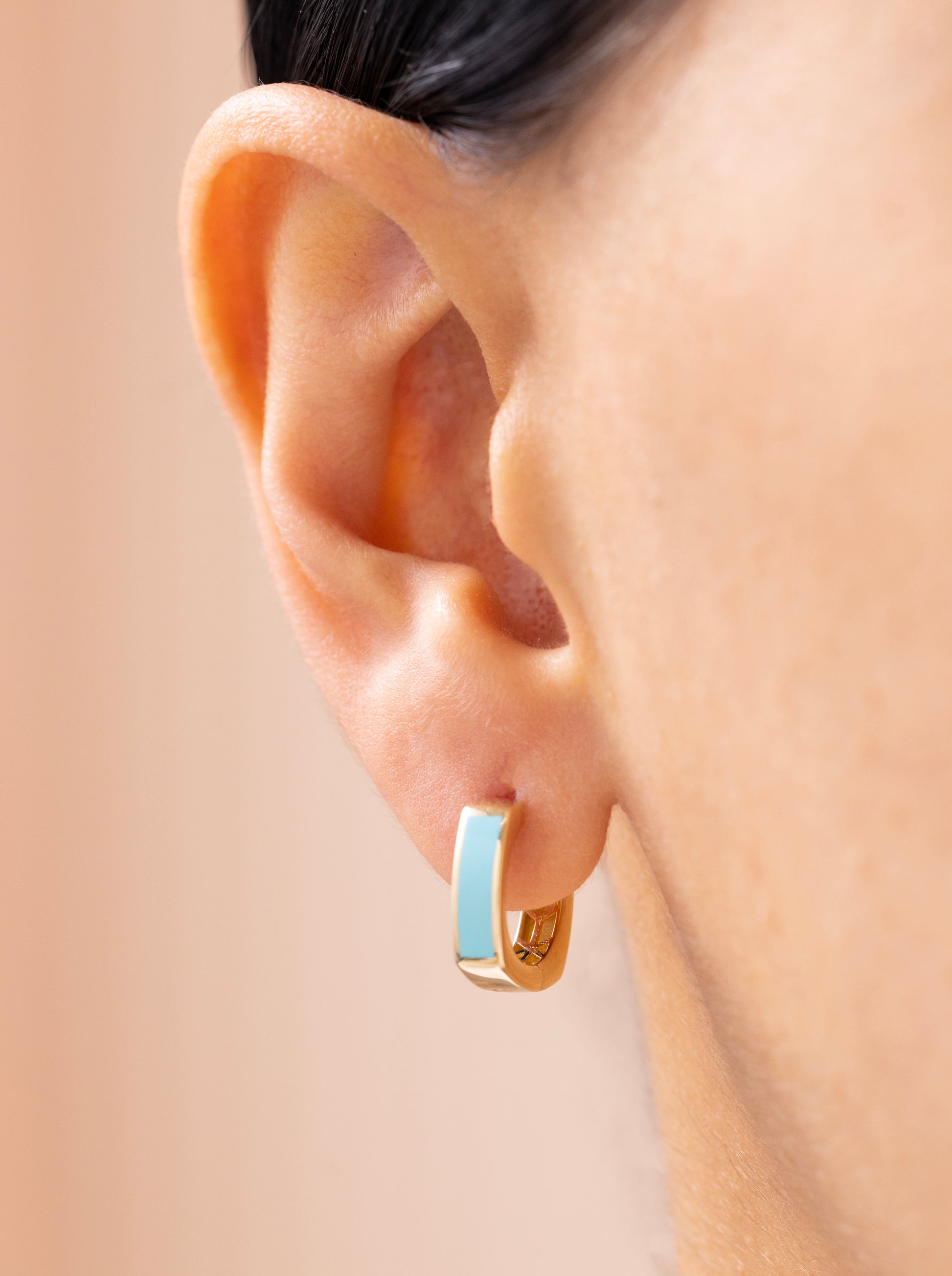 Cetaş Eterna Turkuaz 14 Ayar Altın Küpe