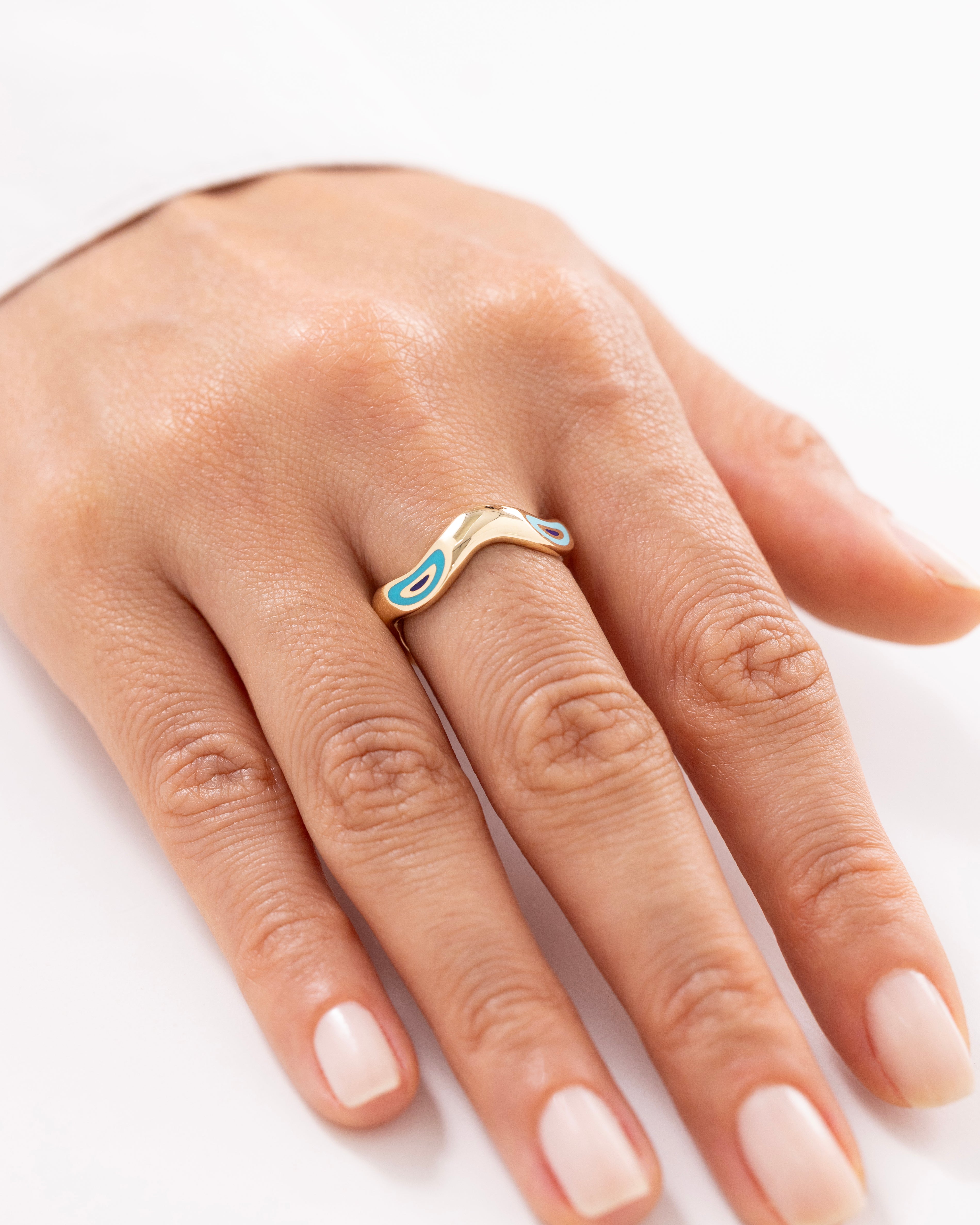 Cetaş Eterna Mavi Nazar Gözlü 14 Ayar Altın Yüzük