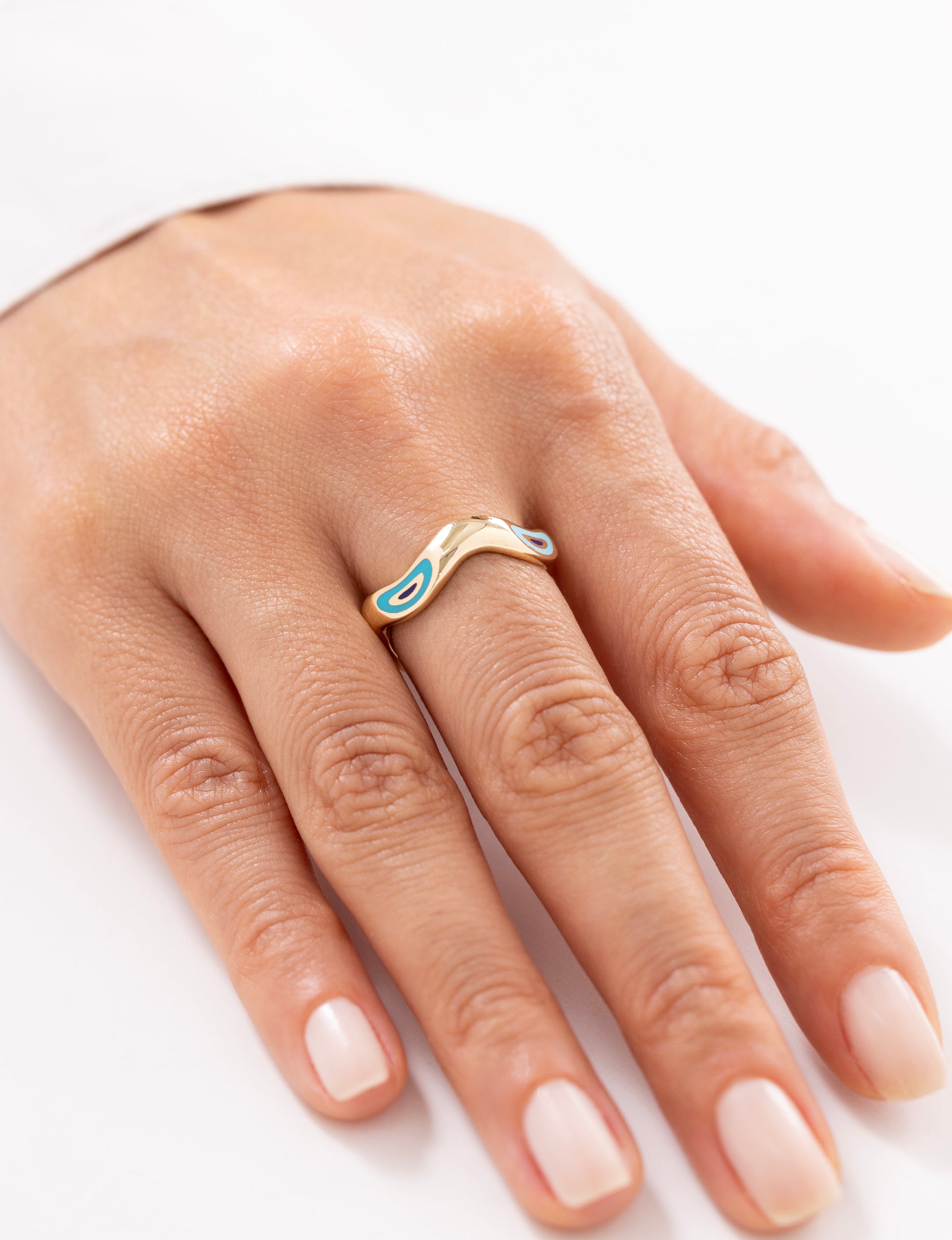 Cetaş Eterna Mavi Nazar Gözlü 14 Ayar Altın Yüzük