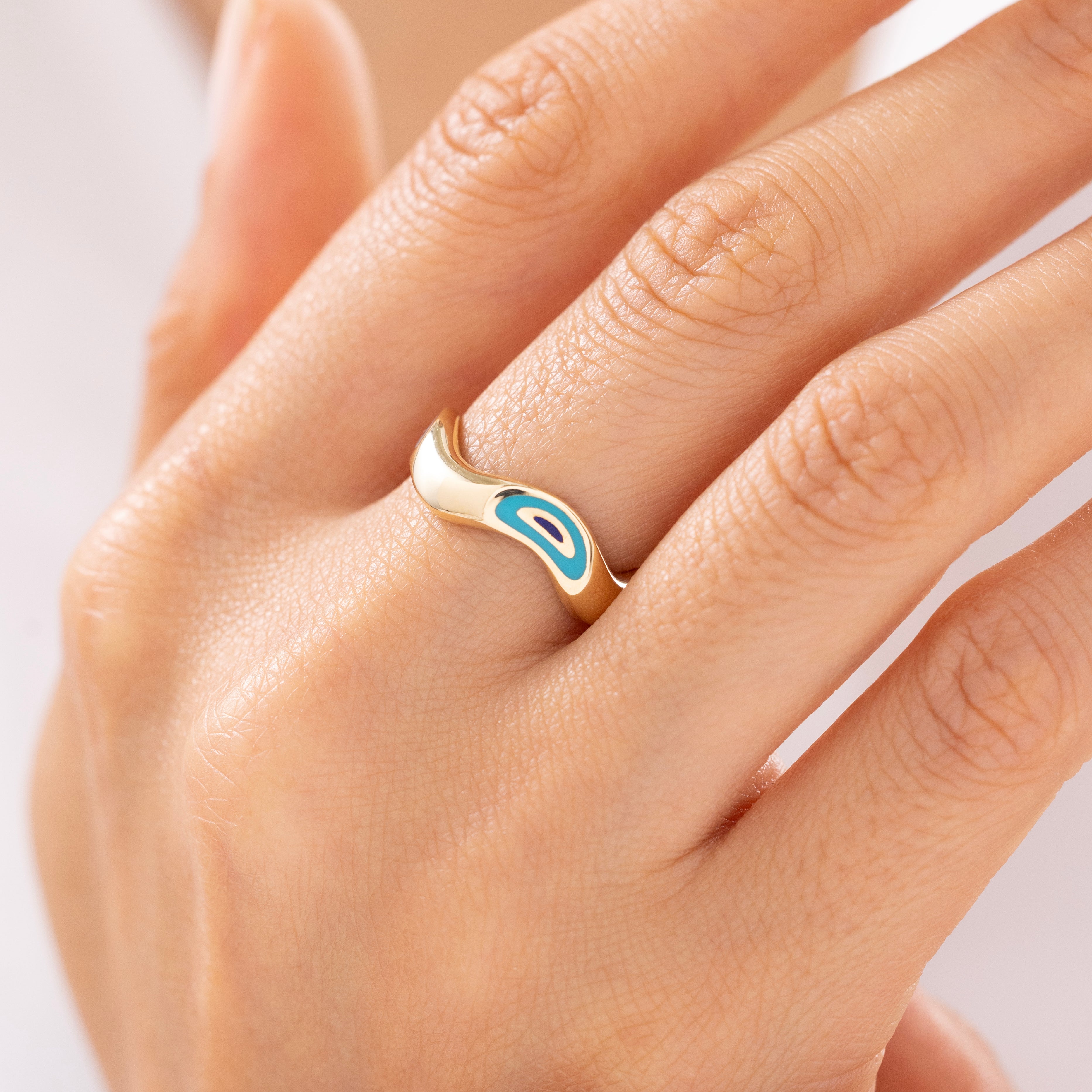 Cetaş Eterna Mavi Nazar Gözlü 14 Ayar Altın Yüzük