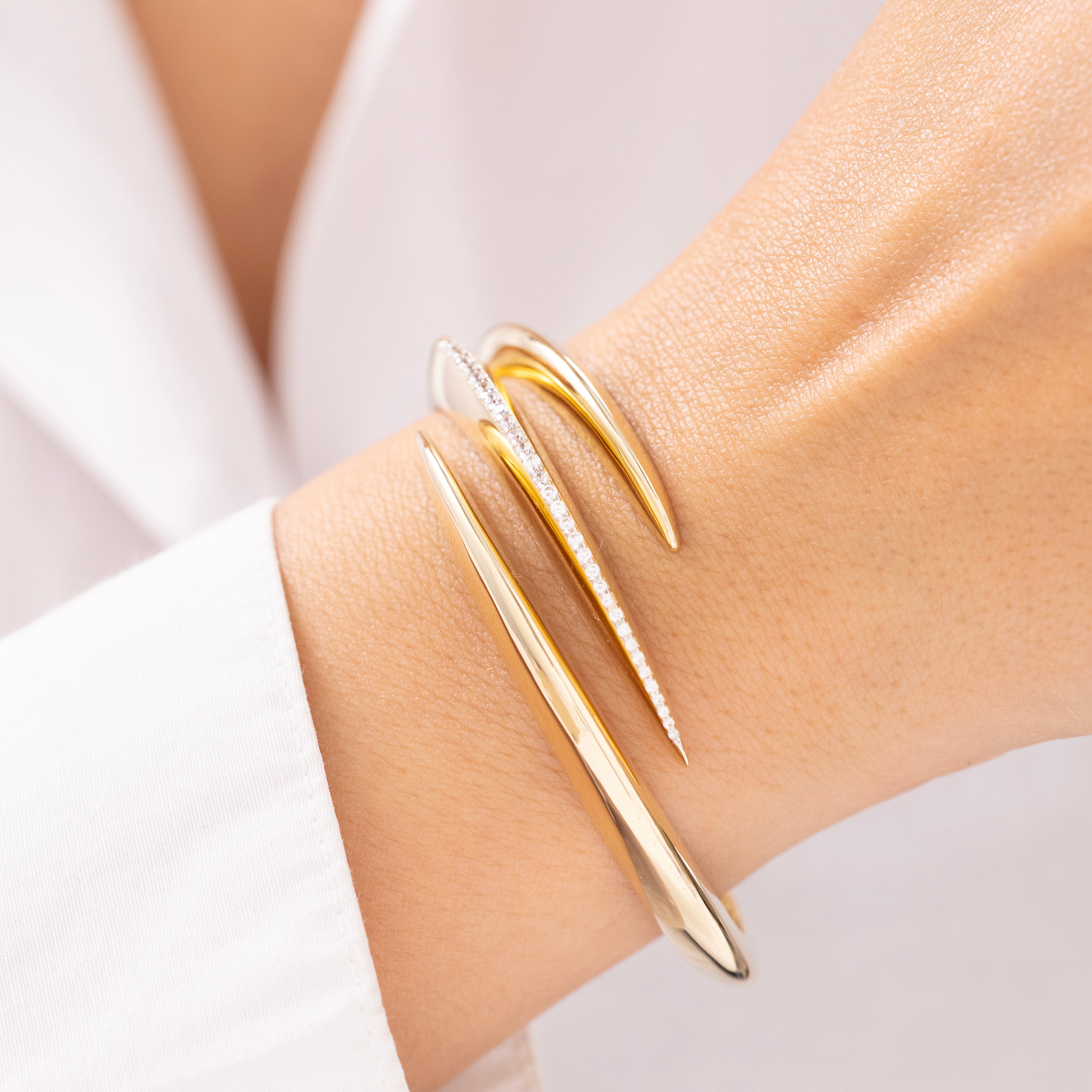 Cetaş Eterna Üçlü Tasarım 14 Ayar Altın Kelepçe