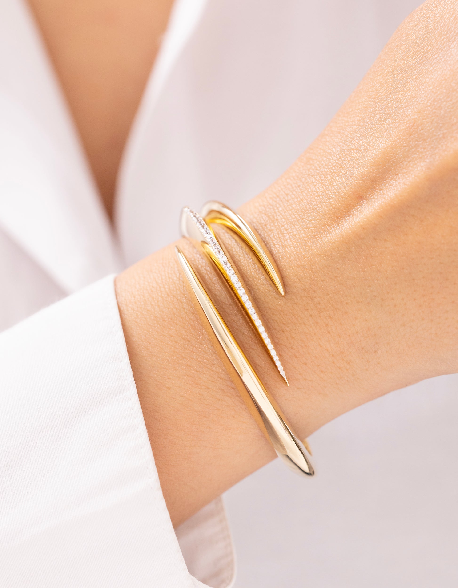 Cetaş Eterna Üçlü Tasarım 14 Ayar Altın Kelepçe