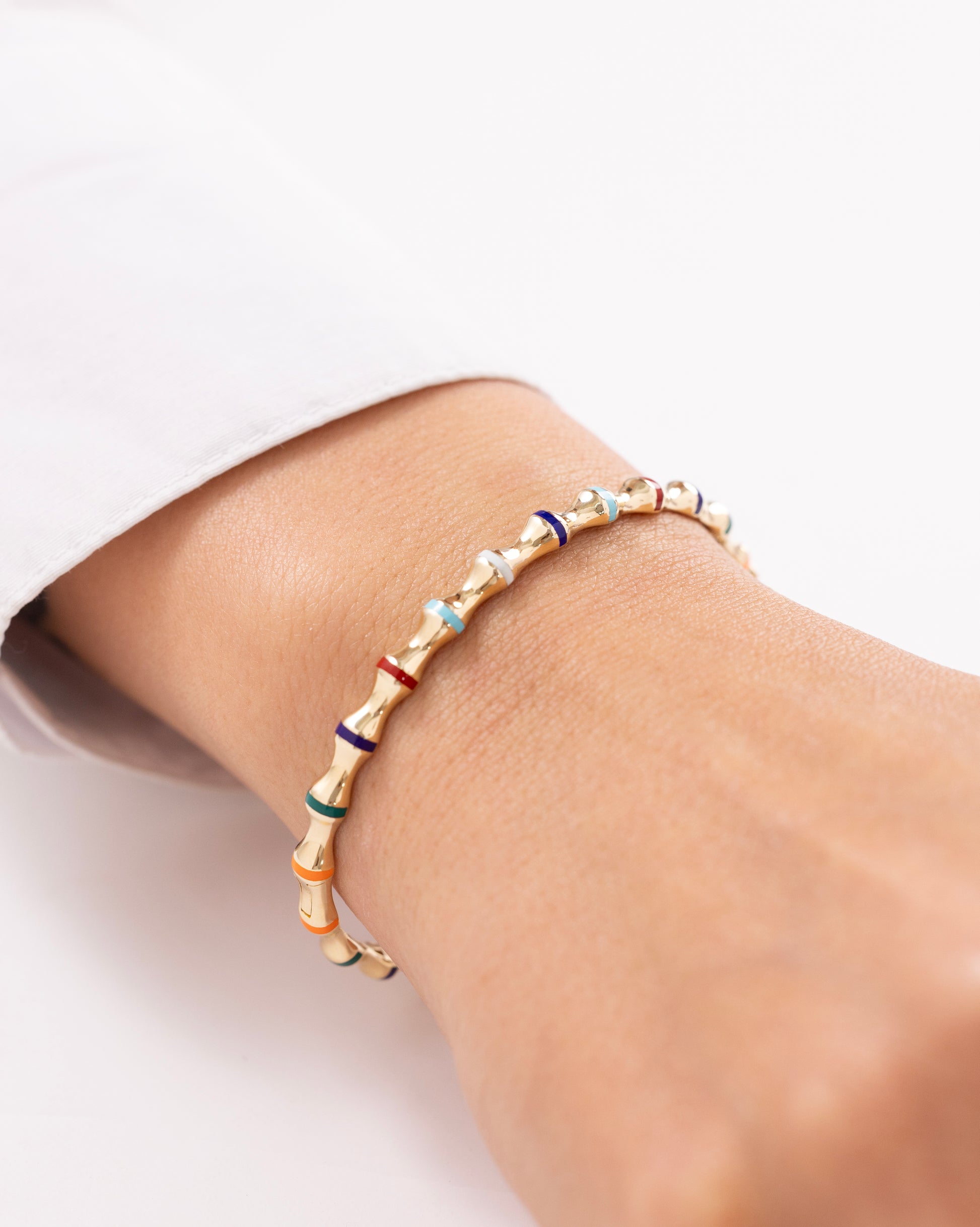 Cetaş Eterna Renkli Şeritli 14 Ayar Altın Kelepçe