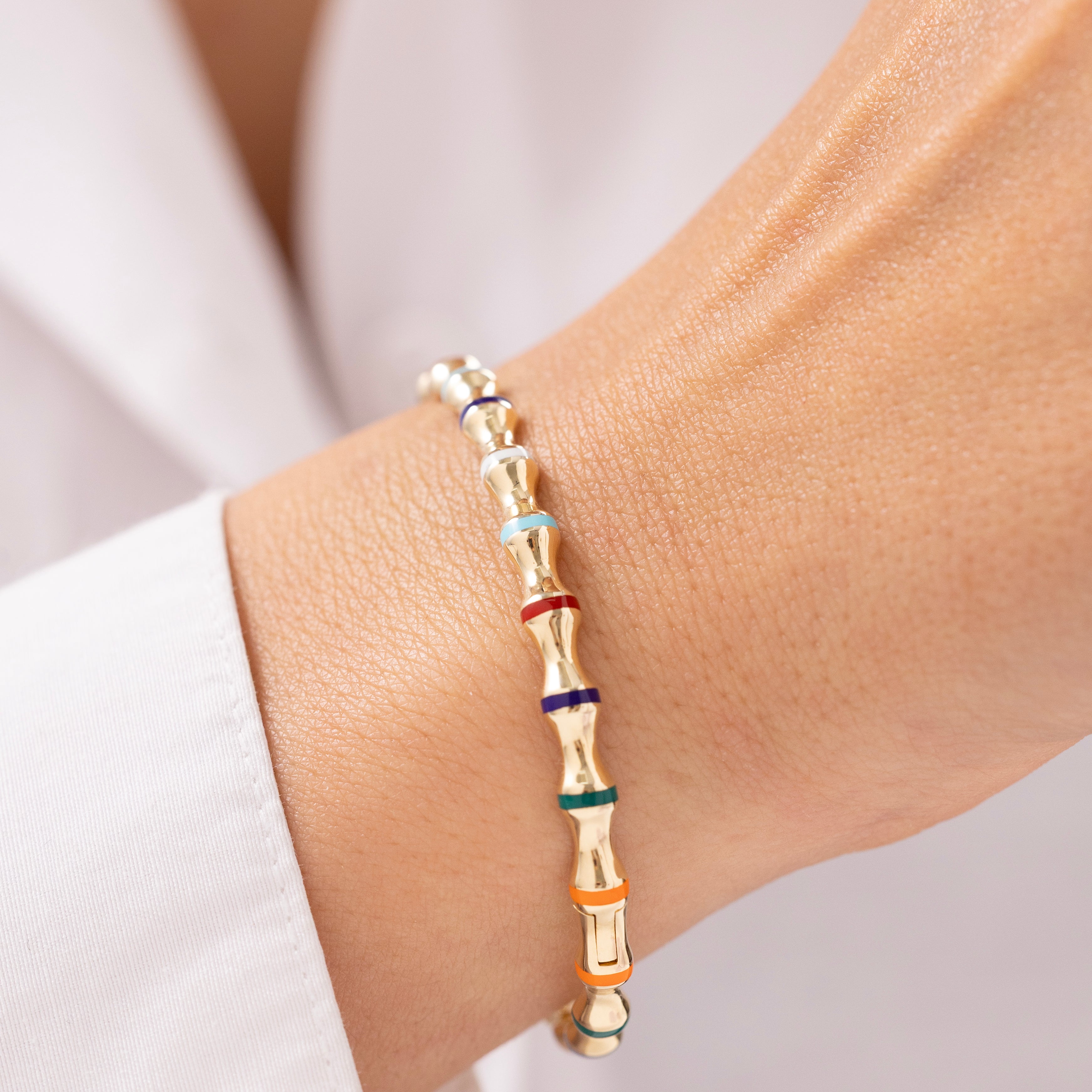 Cetaş Eterna Renkli Şeritli 14 Ayar Altın Kelepçe