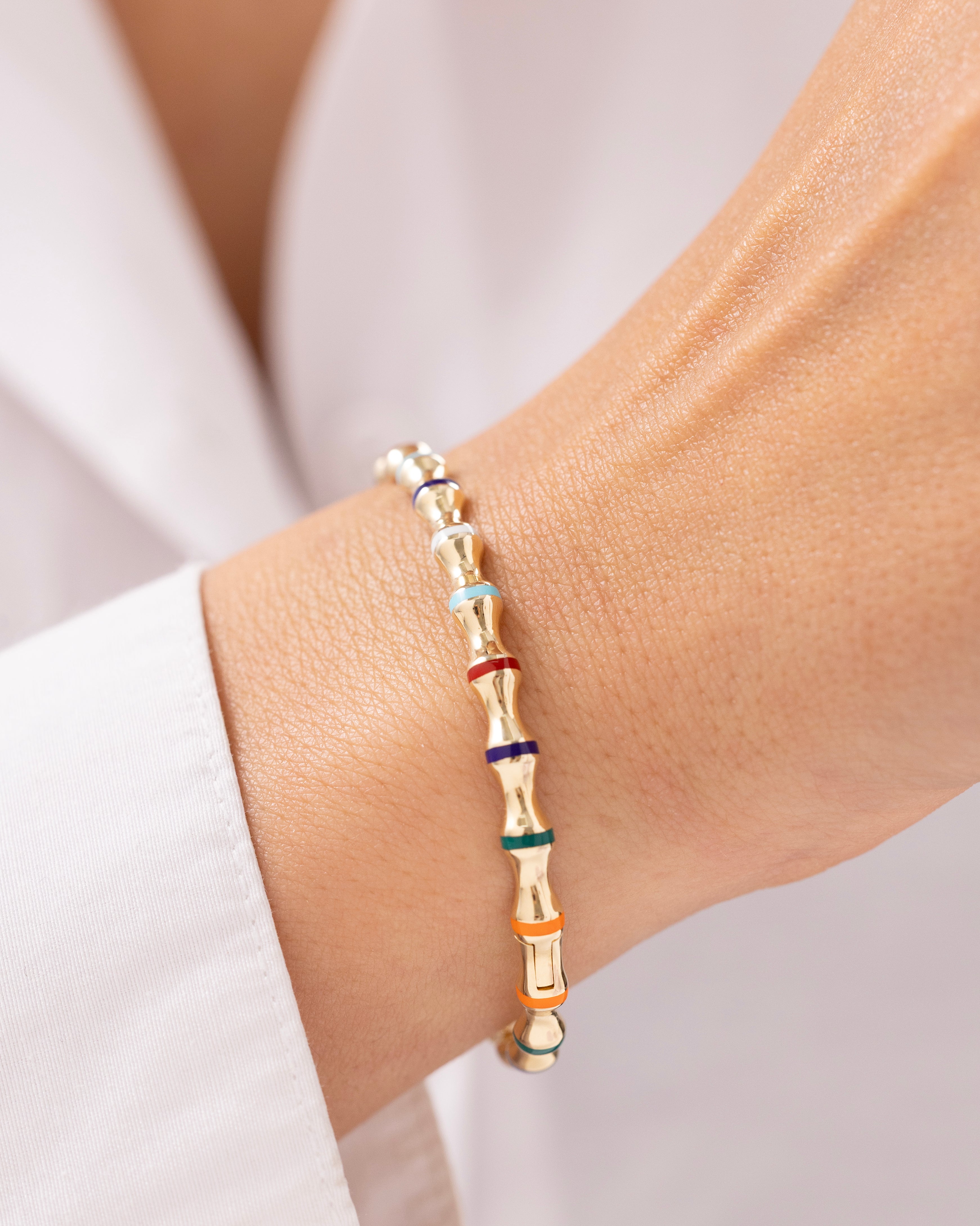 Cetaş Eterna Renkli Şeritli 14 Ayar Altın Kelepçe