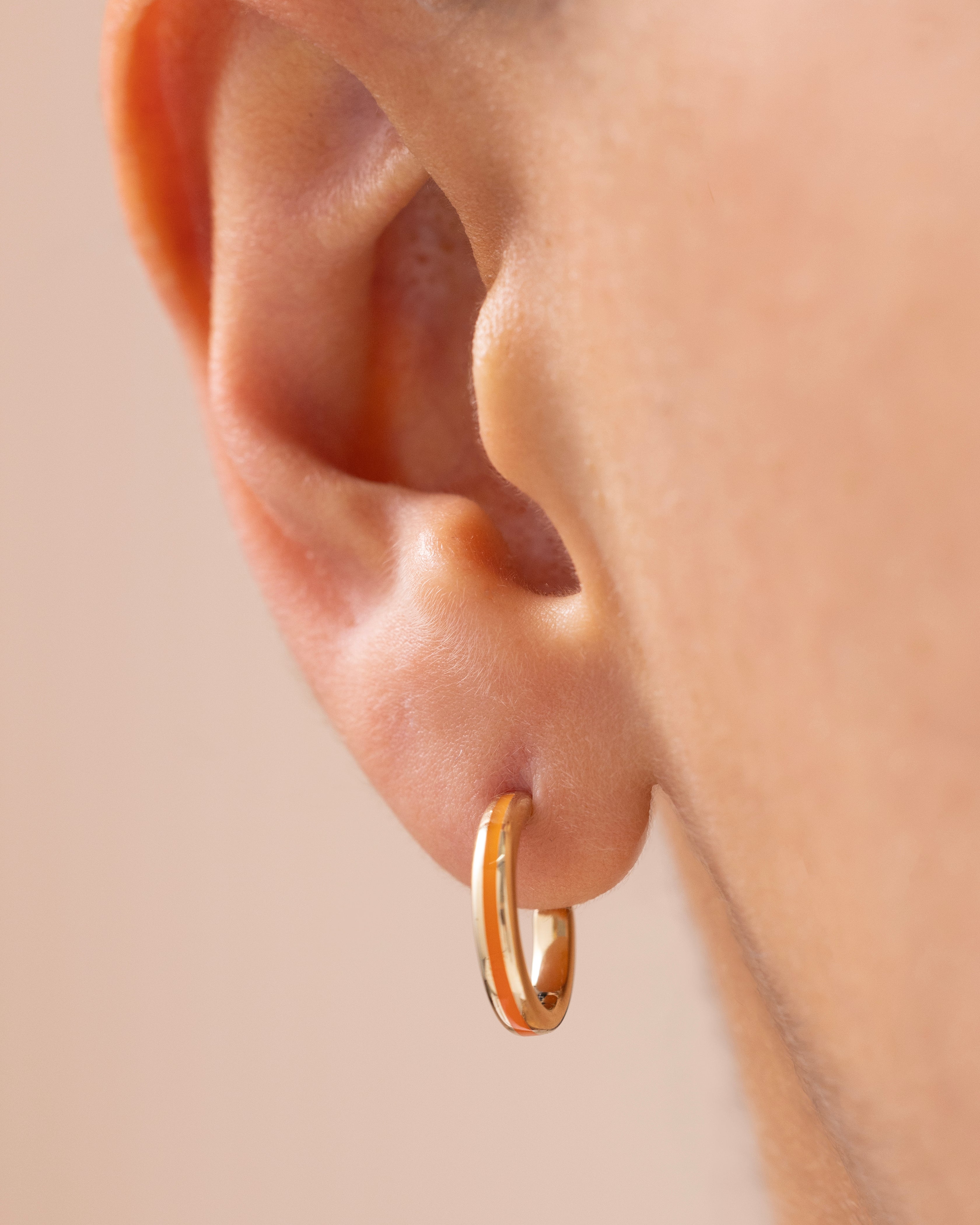 Cetaş Eterna Turuncu Mineli Halka 14 Ayar Altın Küpe