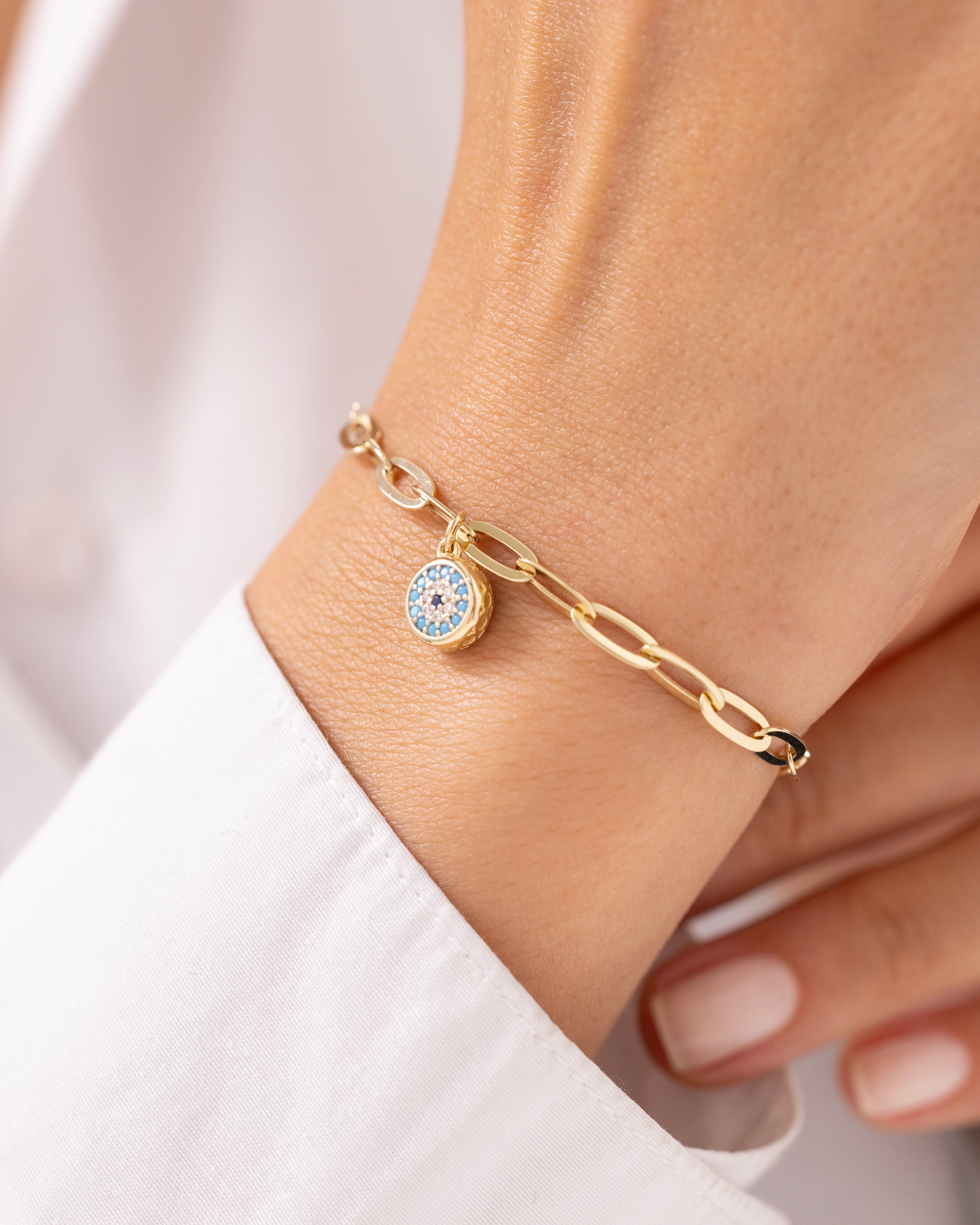 Cetaş Eterna Nazar Charmlı 14 Ayar Altın Bileklik