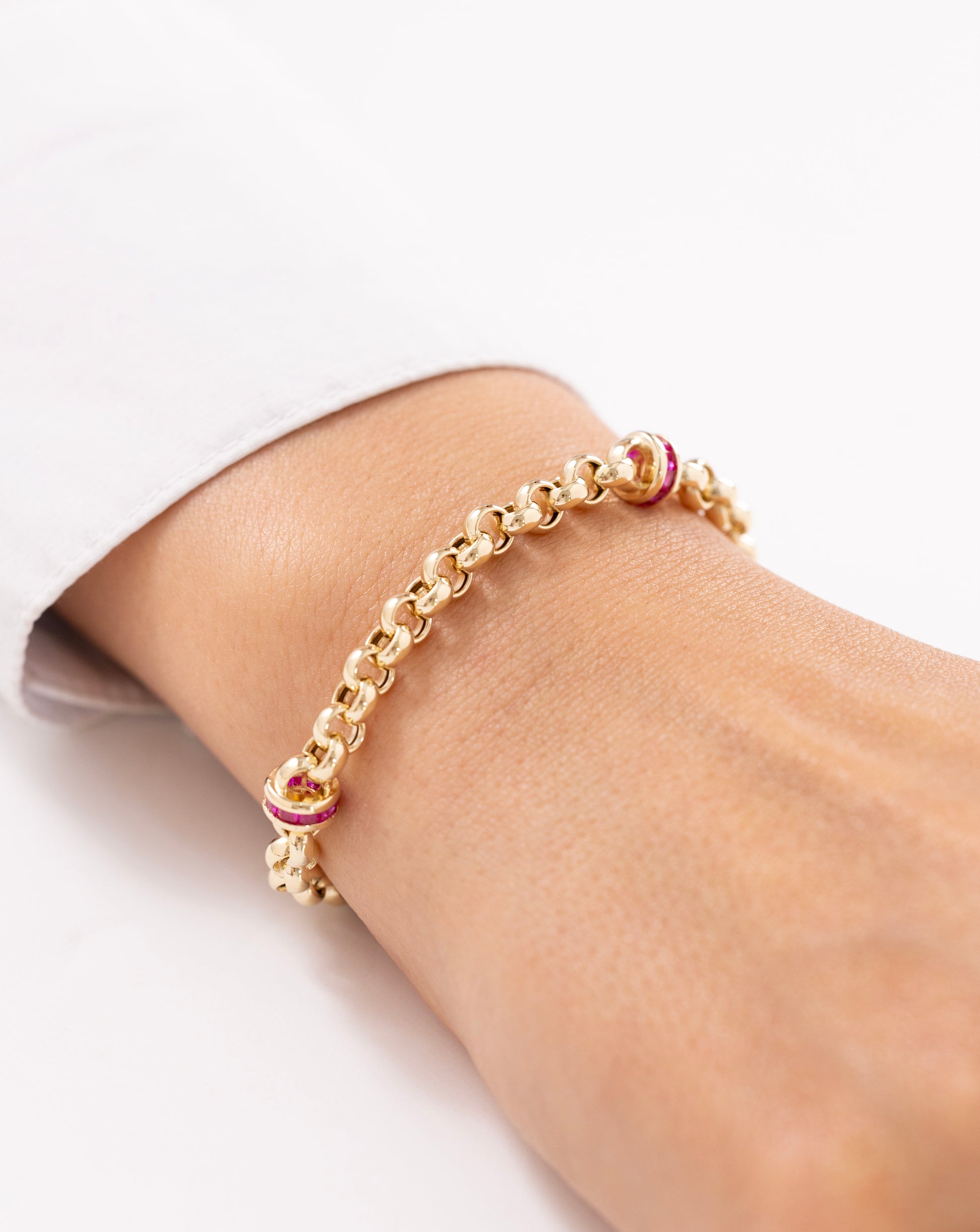 Cetaş Eterna Pembe Taşlı 14 Ayar Altın Bileklik