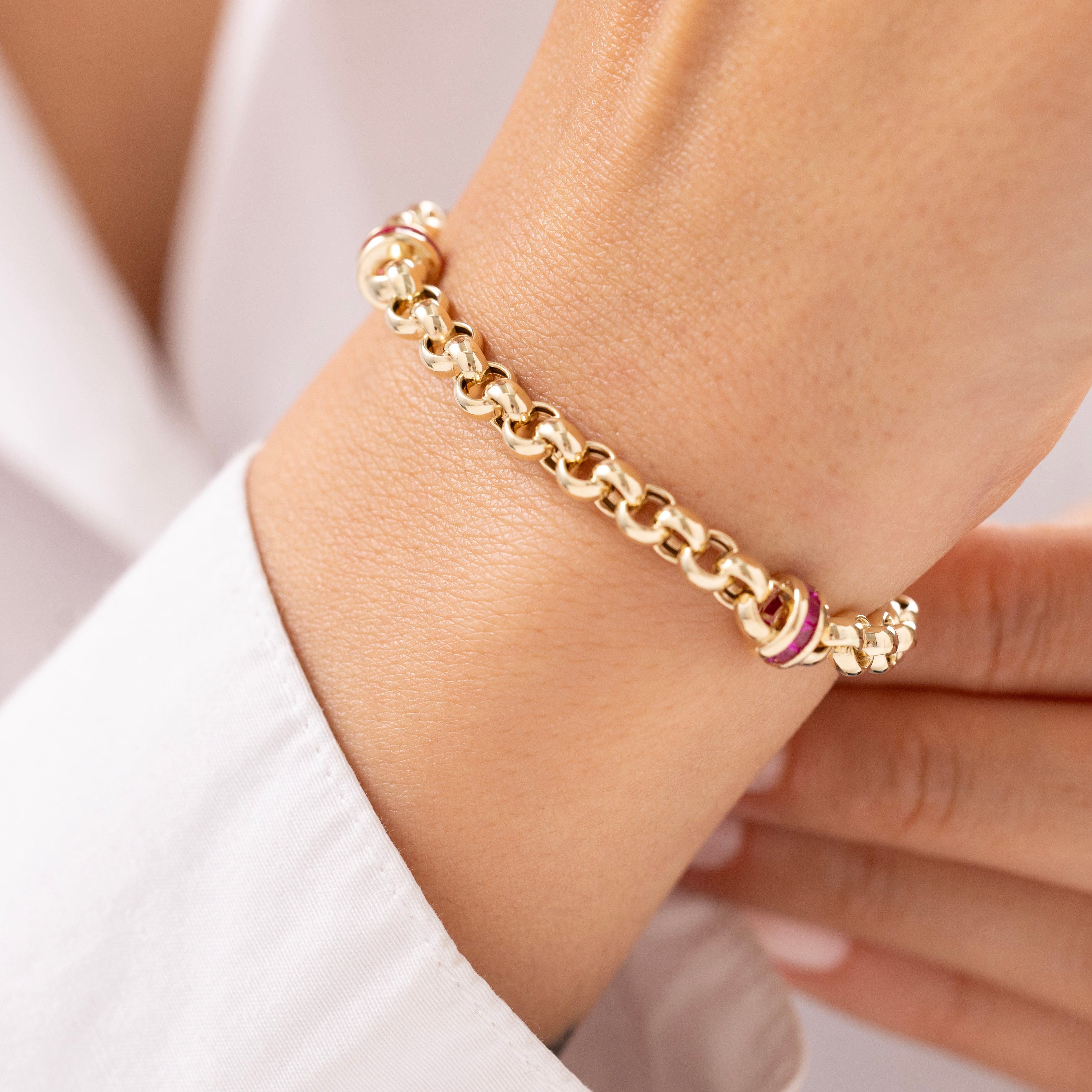 Cetaş Eterna Pembe Taşlı 14 Ayar Altın Bileklik