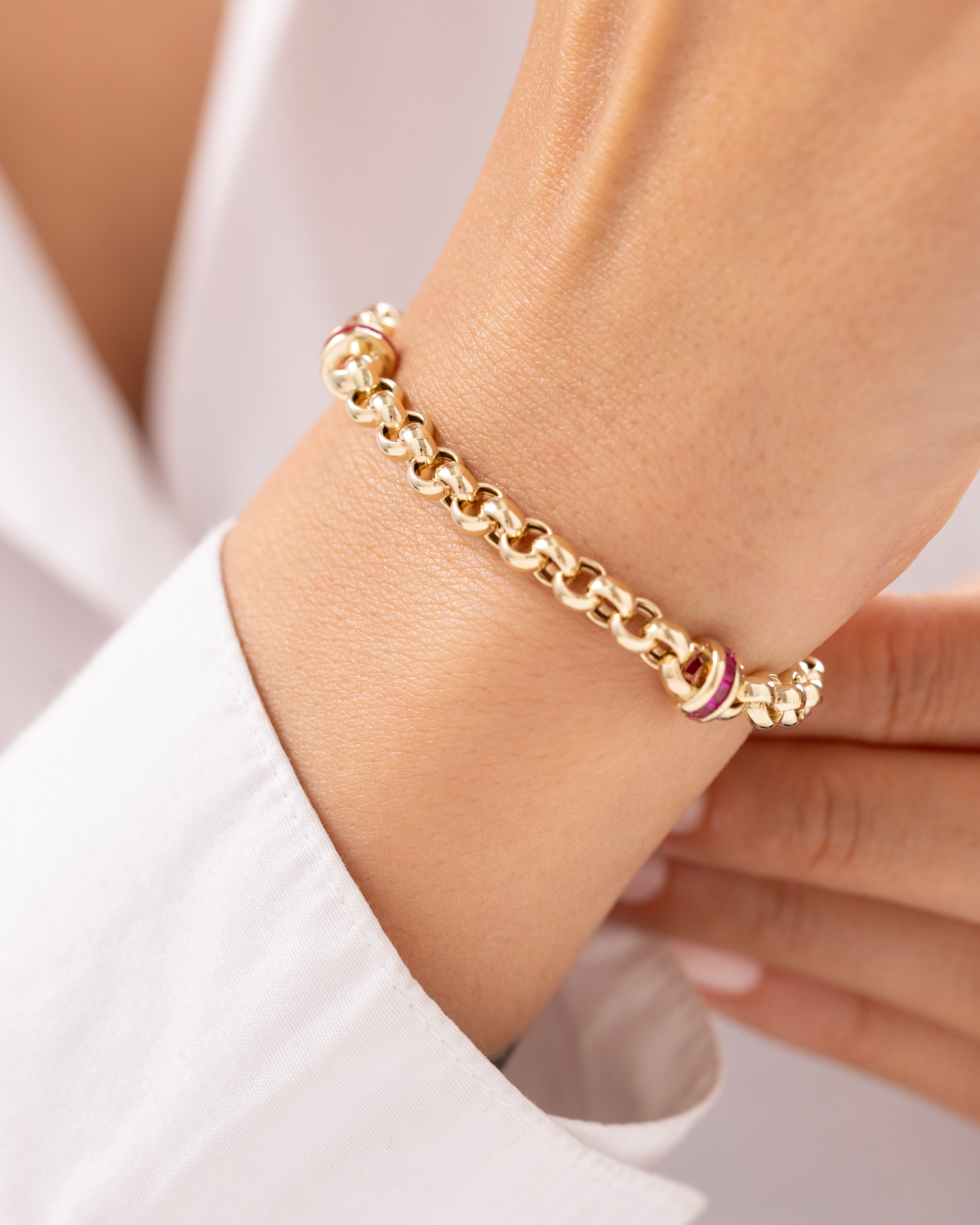 Cetaş Eterna Pembe Taşlı 14 Ayar Altın Bileklik