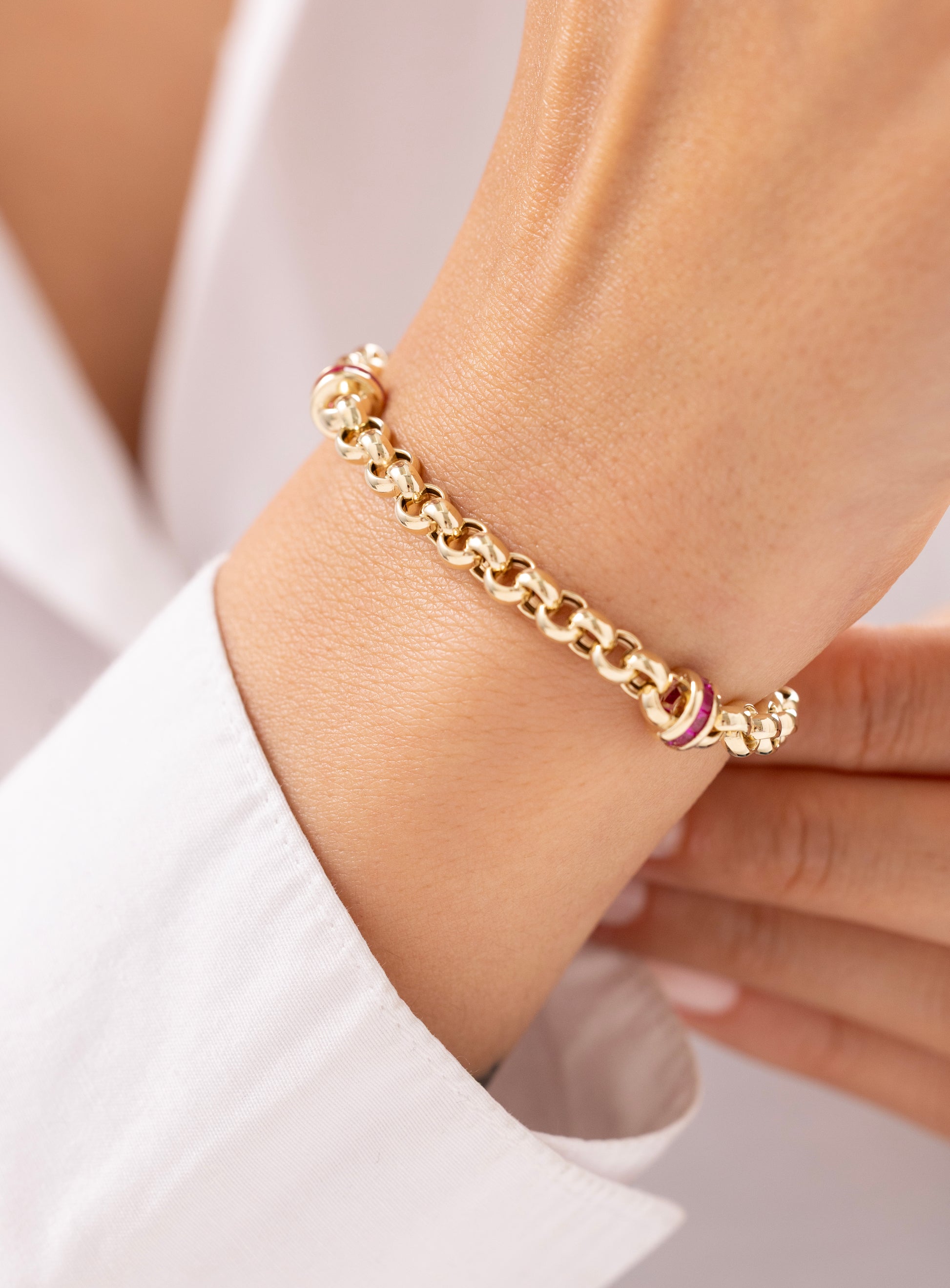 Cetaş Eterna Pembe Taşlı 14 Ayar Altın Bileklik