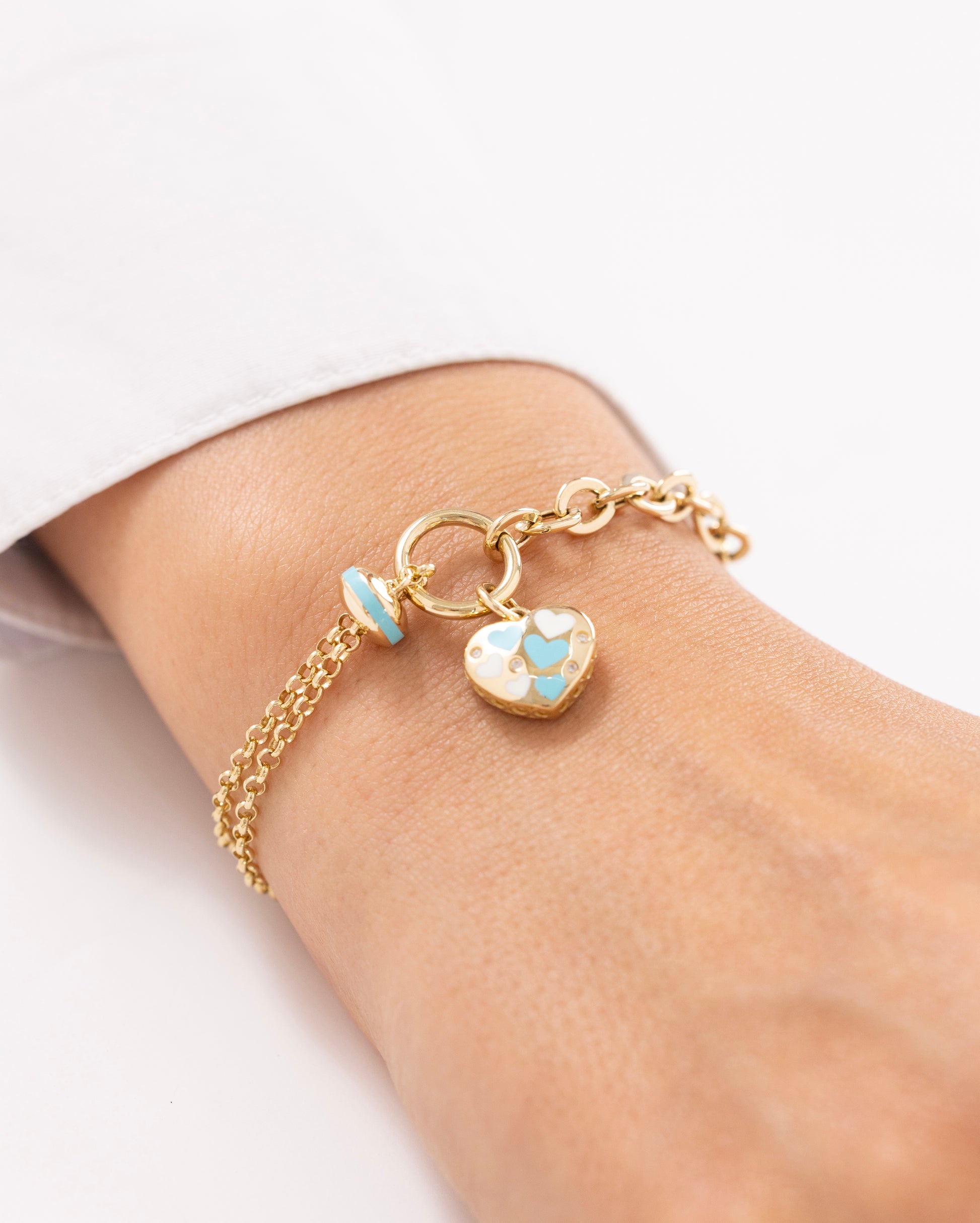 Cetaş Eterna Mavi Kalpli 14 Ayar Altın Bileklik