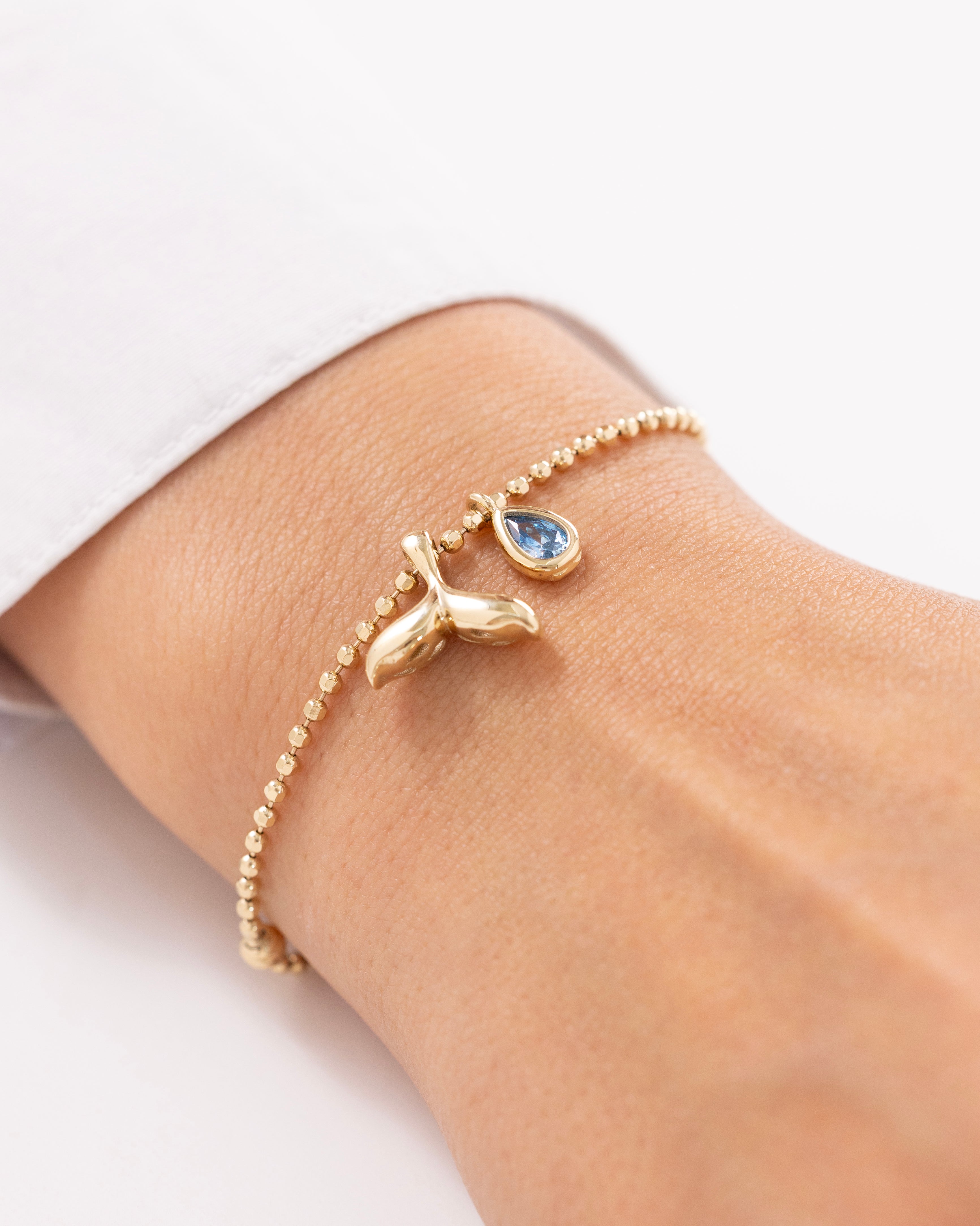 Cetaş Aqualis Doğal Taşlı 14 Ayar Altın Bileklik