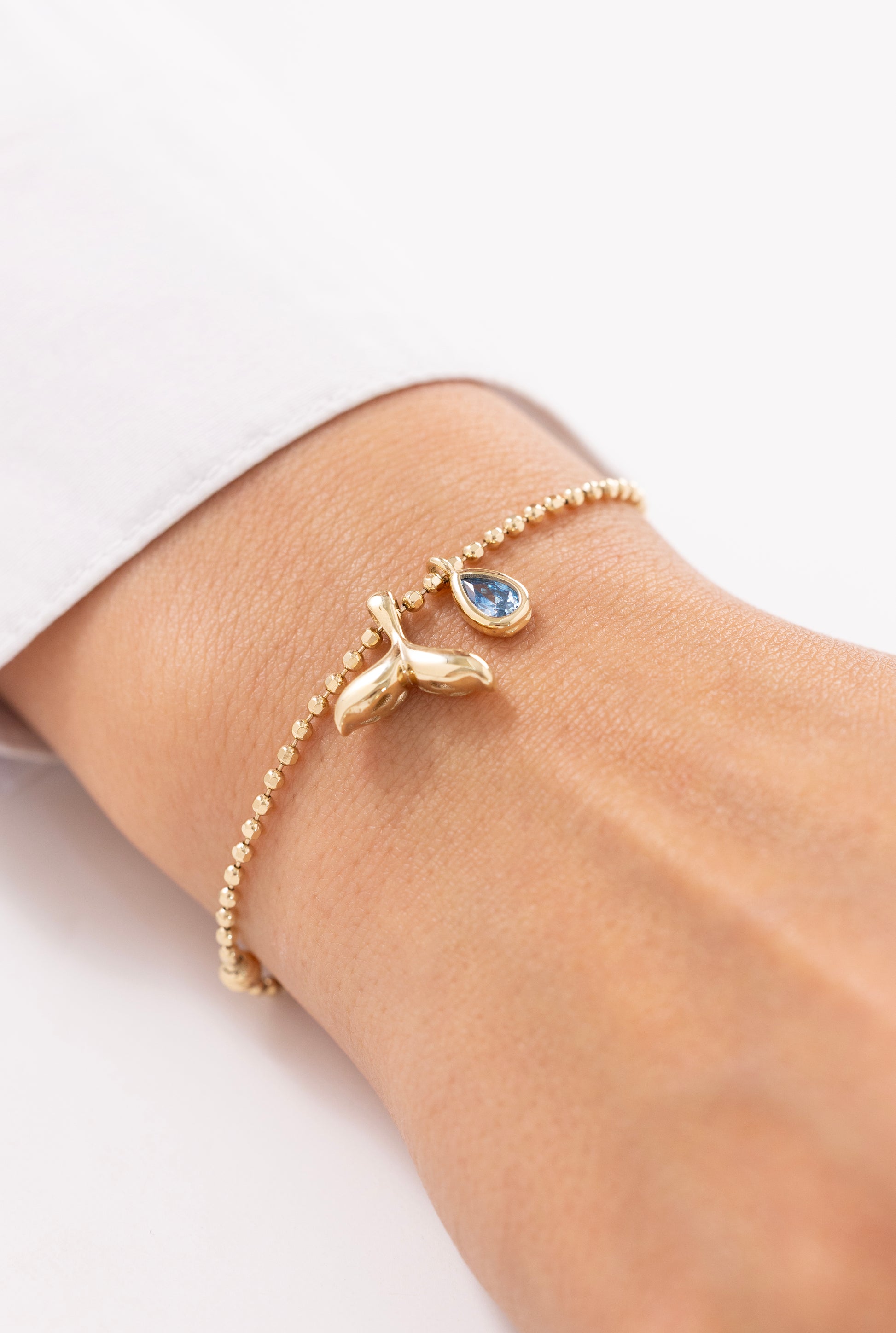 Cetaş Aqualis Doğal Taşlı 14 Ayar Altın Bileklik