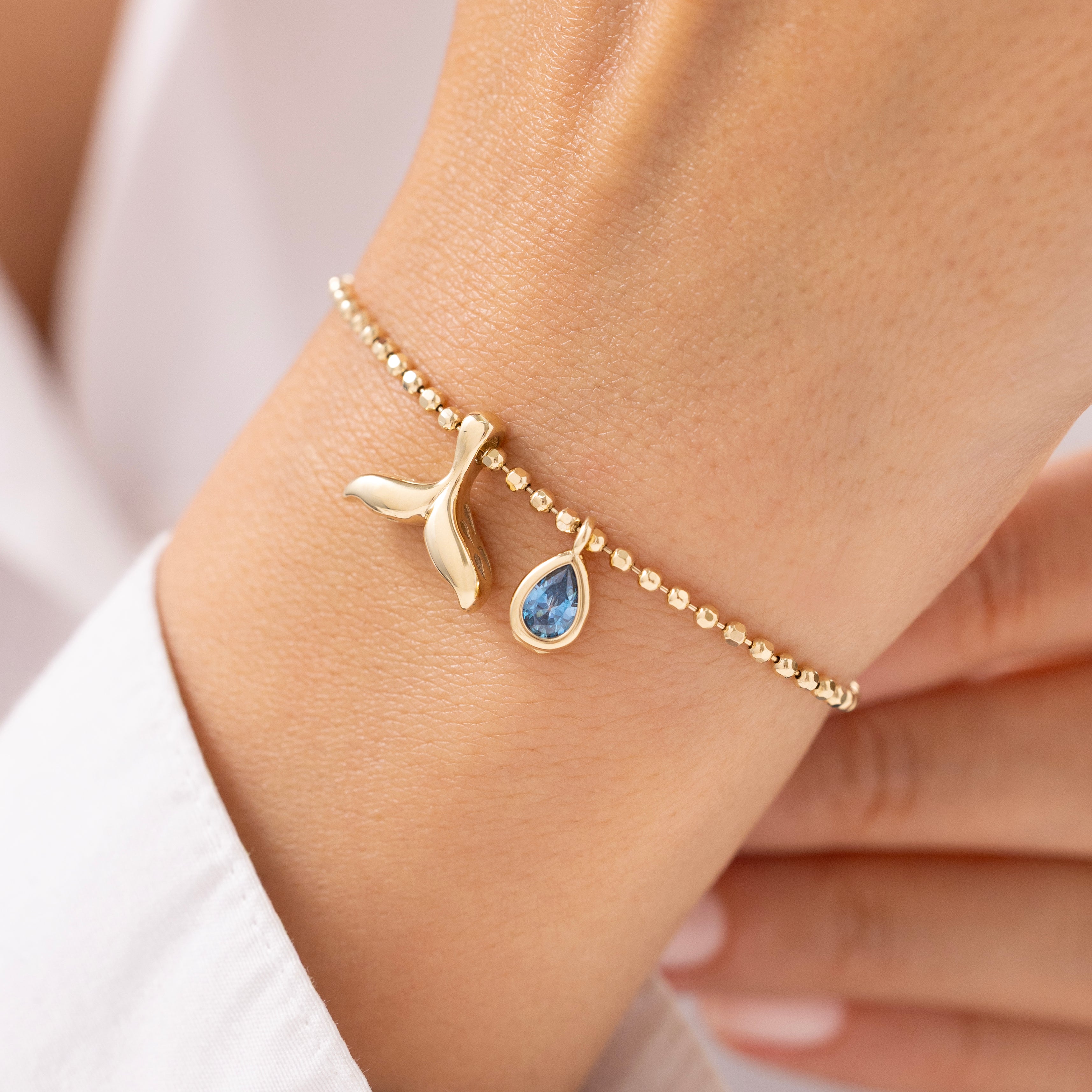 Cetaş Aqualis Doğal Taşlı 14 Ayar Altın Bileklik